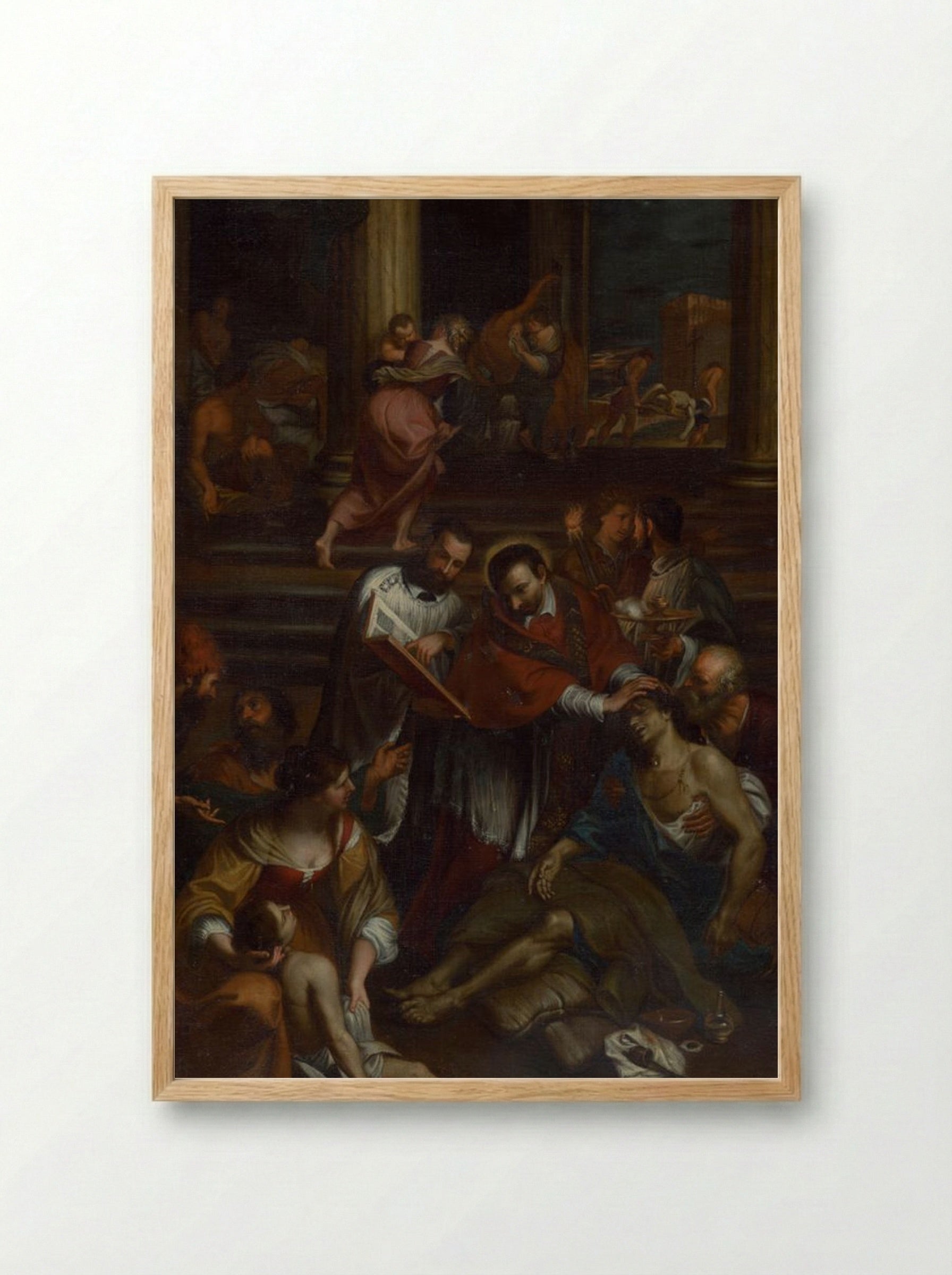 Saint Charles Borromeo Among Plague Victims - Fine Art Print - Framed Print Wood