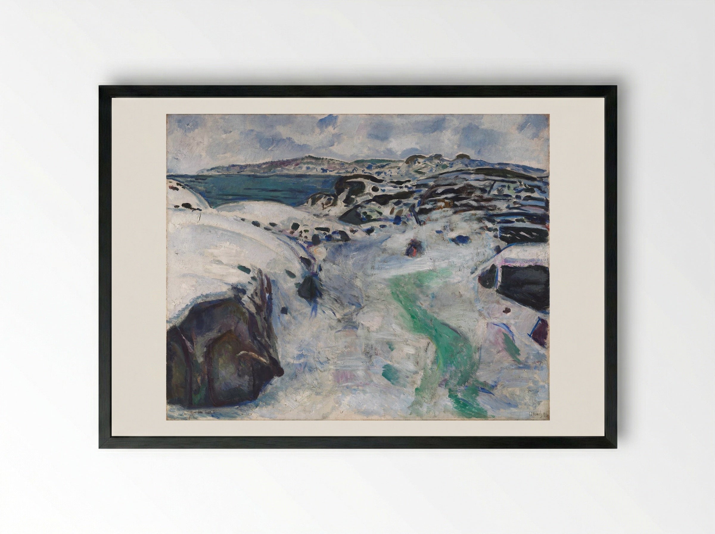 Winter in Kragerø - Edvard Munch - Framed Print Black