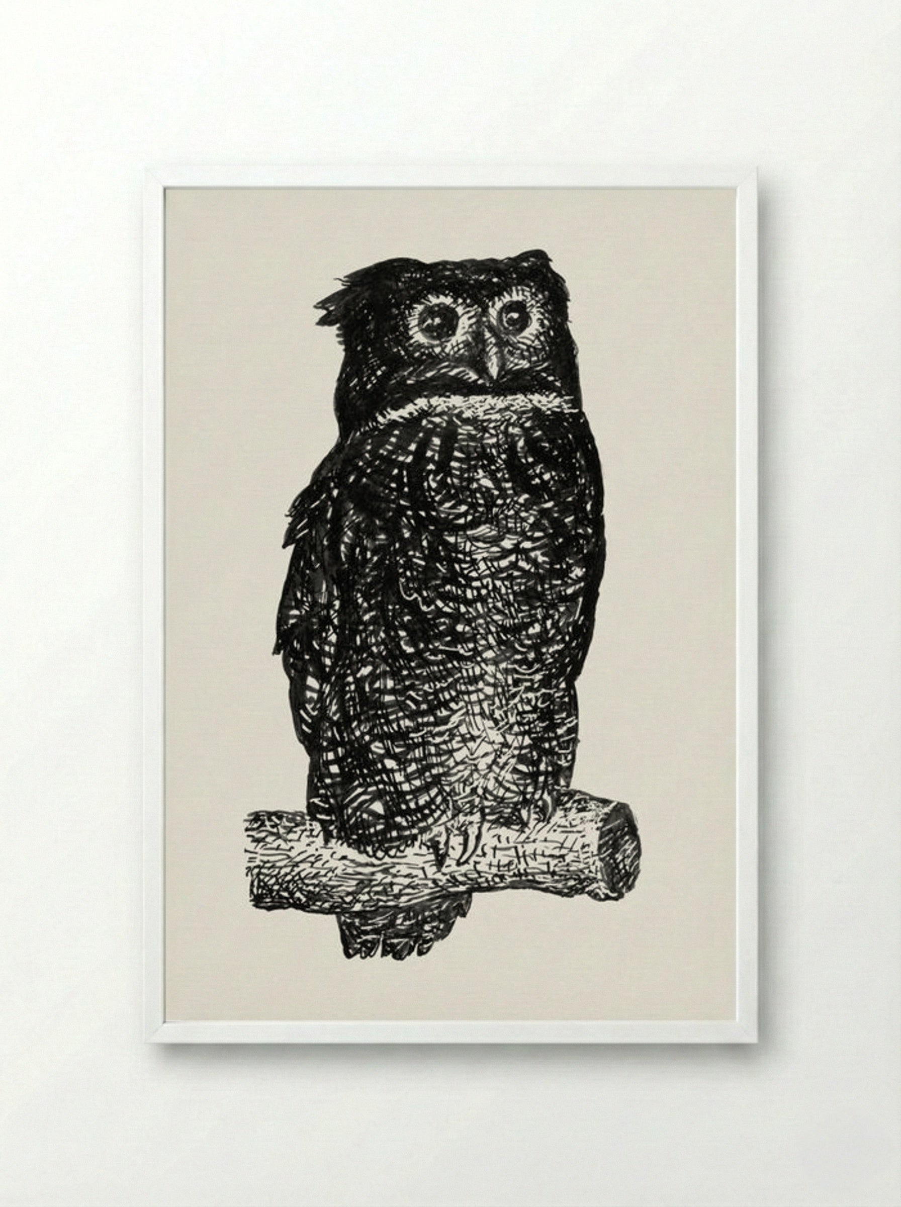 Owl - Leo Gestel - Framed Print White