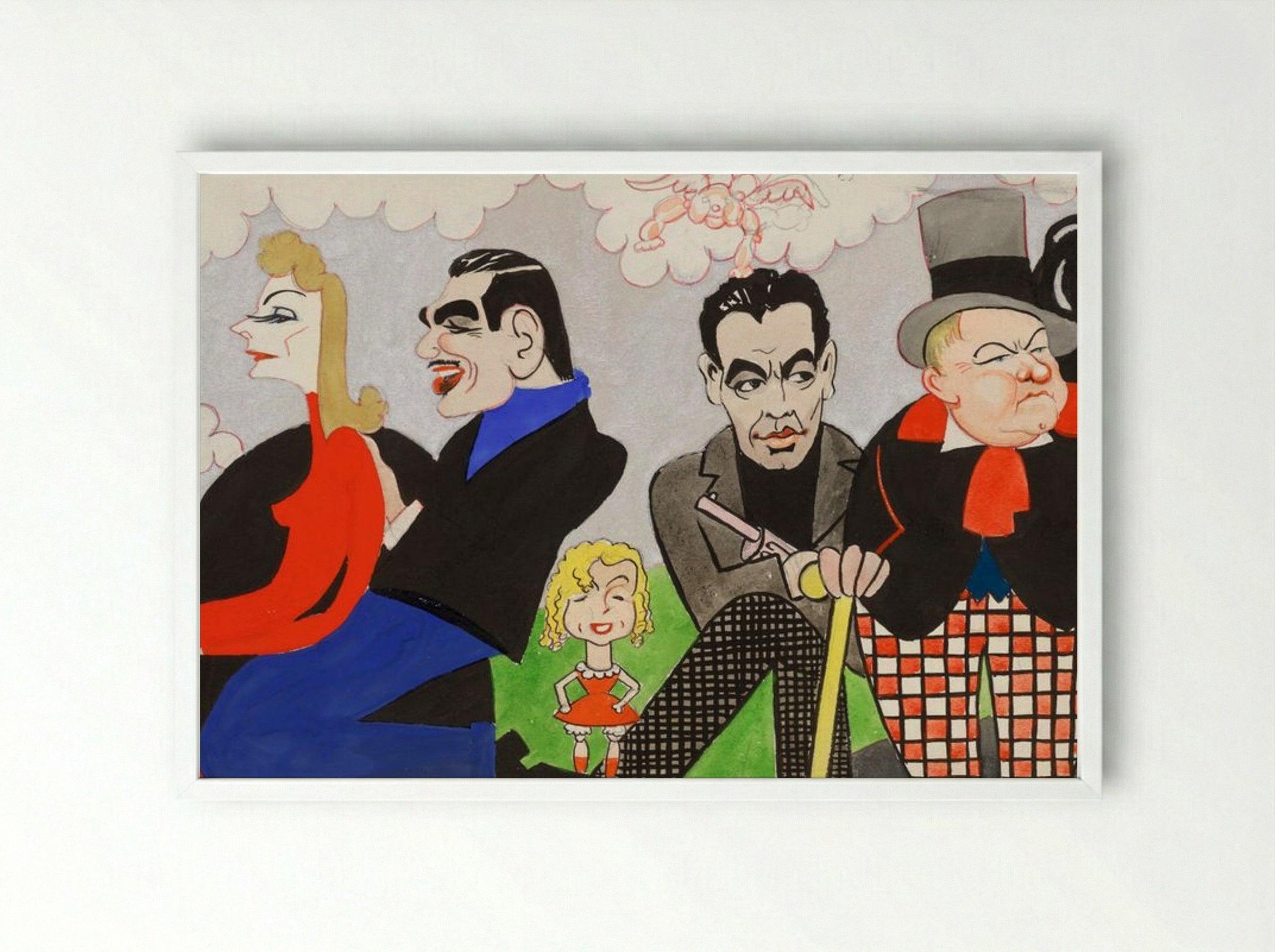 Mural Study 4 - John Decker - Framed Print White