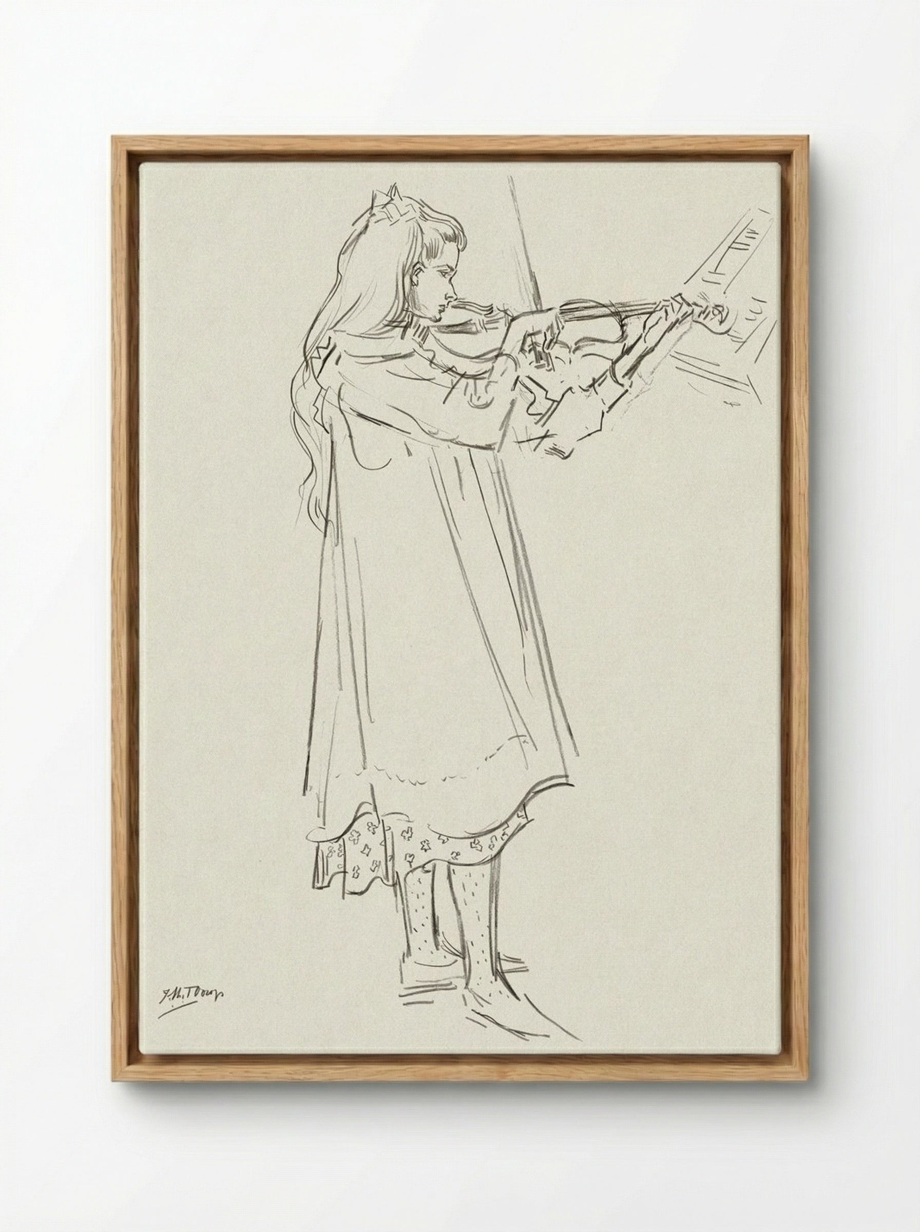 Girl Playing the Violin - Jan Toorop - Framed Canvas Wood