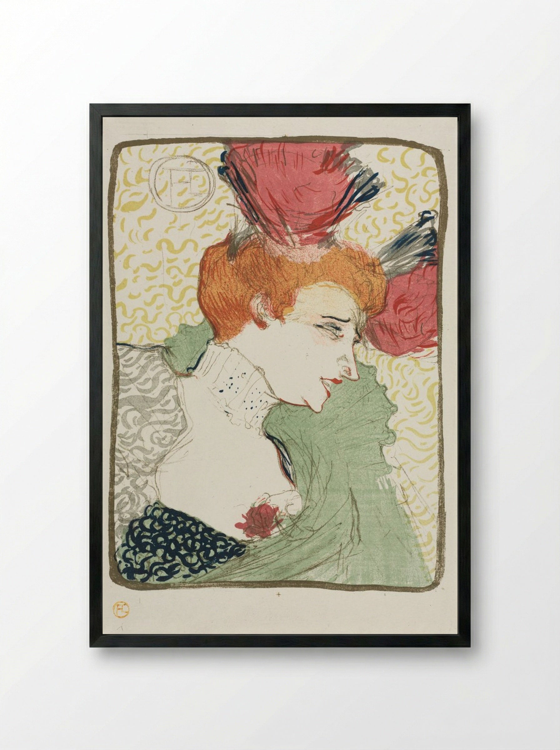 Bust of Mademoiselle Lender - Henri de Toulouse-Lautrec - Framed Print Black
