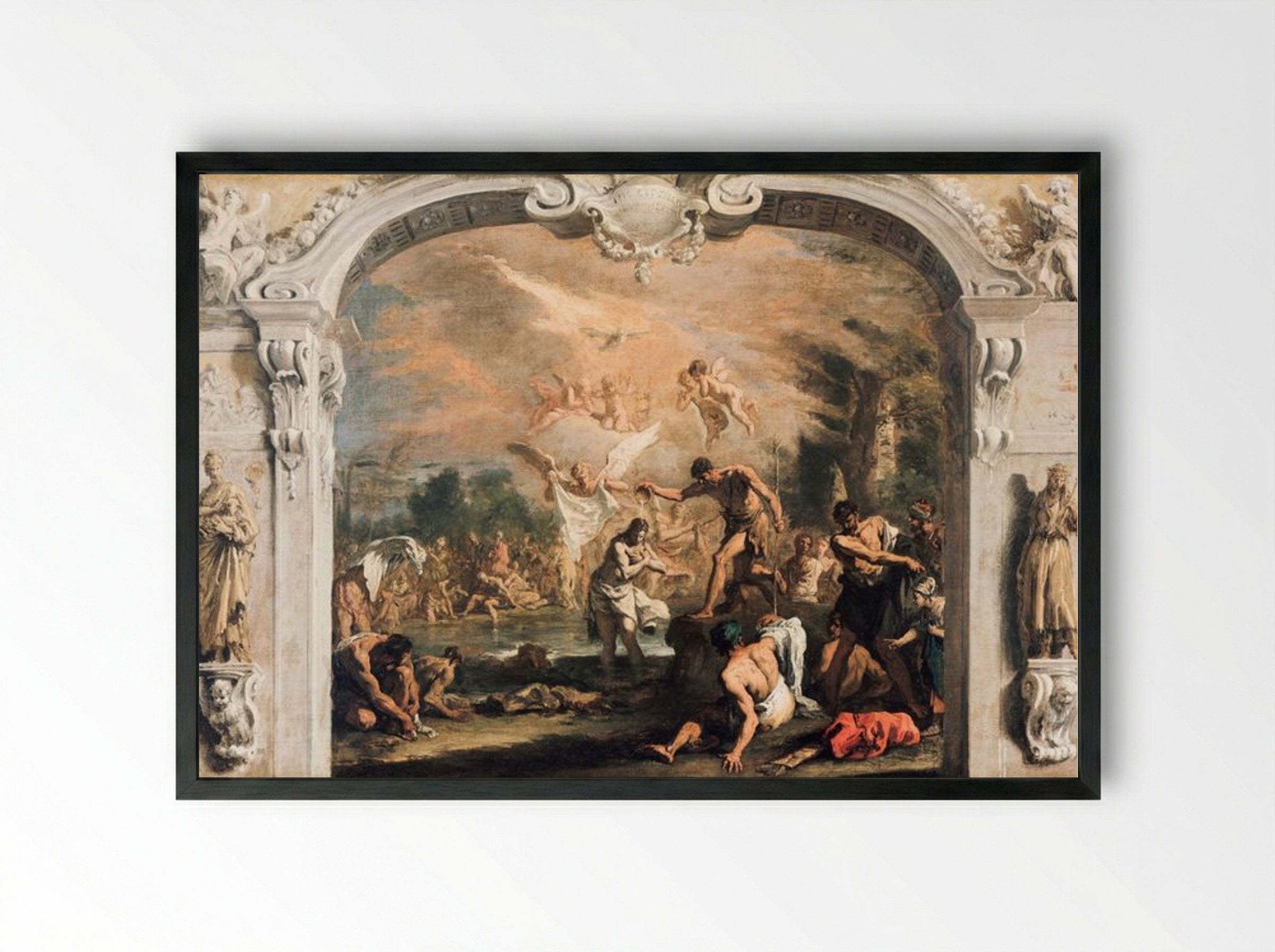 The Baptism of Christ - Sebastiano Ricci - Framed Print Black