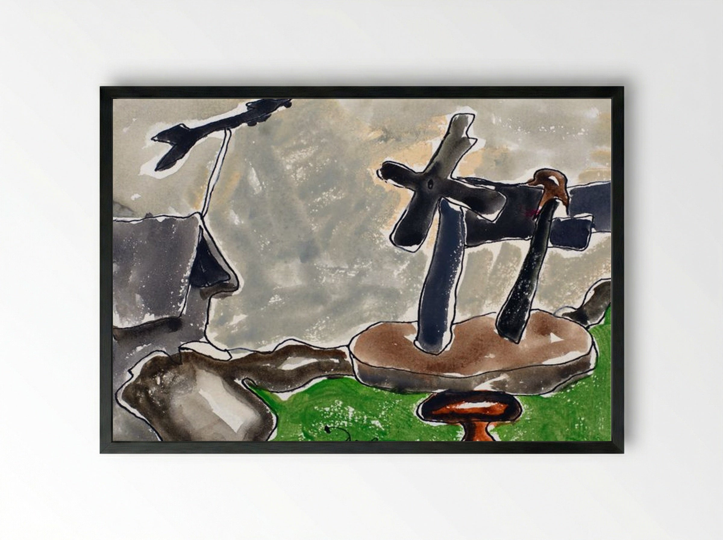Landscape with Weather Vane - Arthur Dove - Framed Print Black