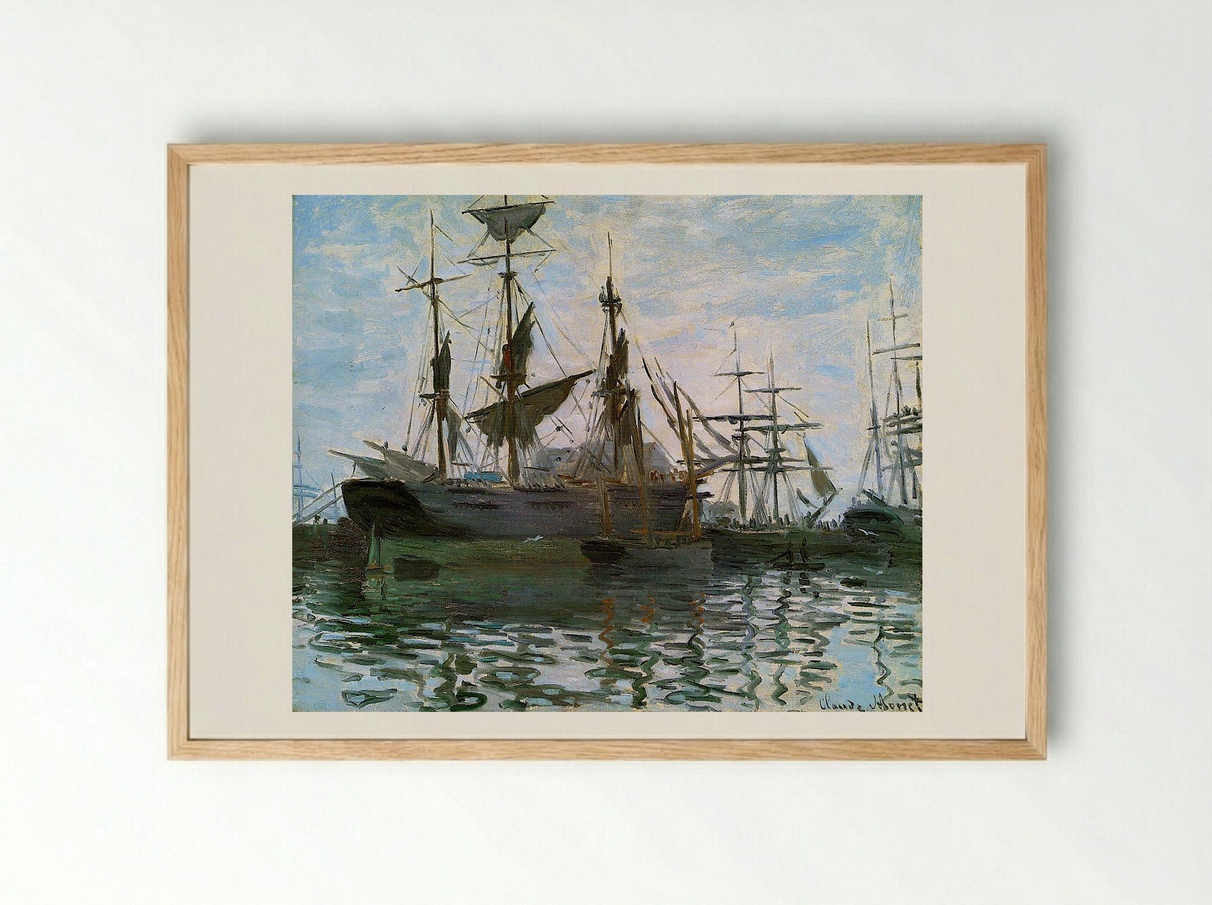 Ships in Harbour - Claude Monet - Framed Print Wood