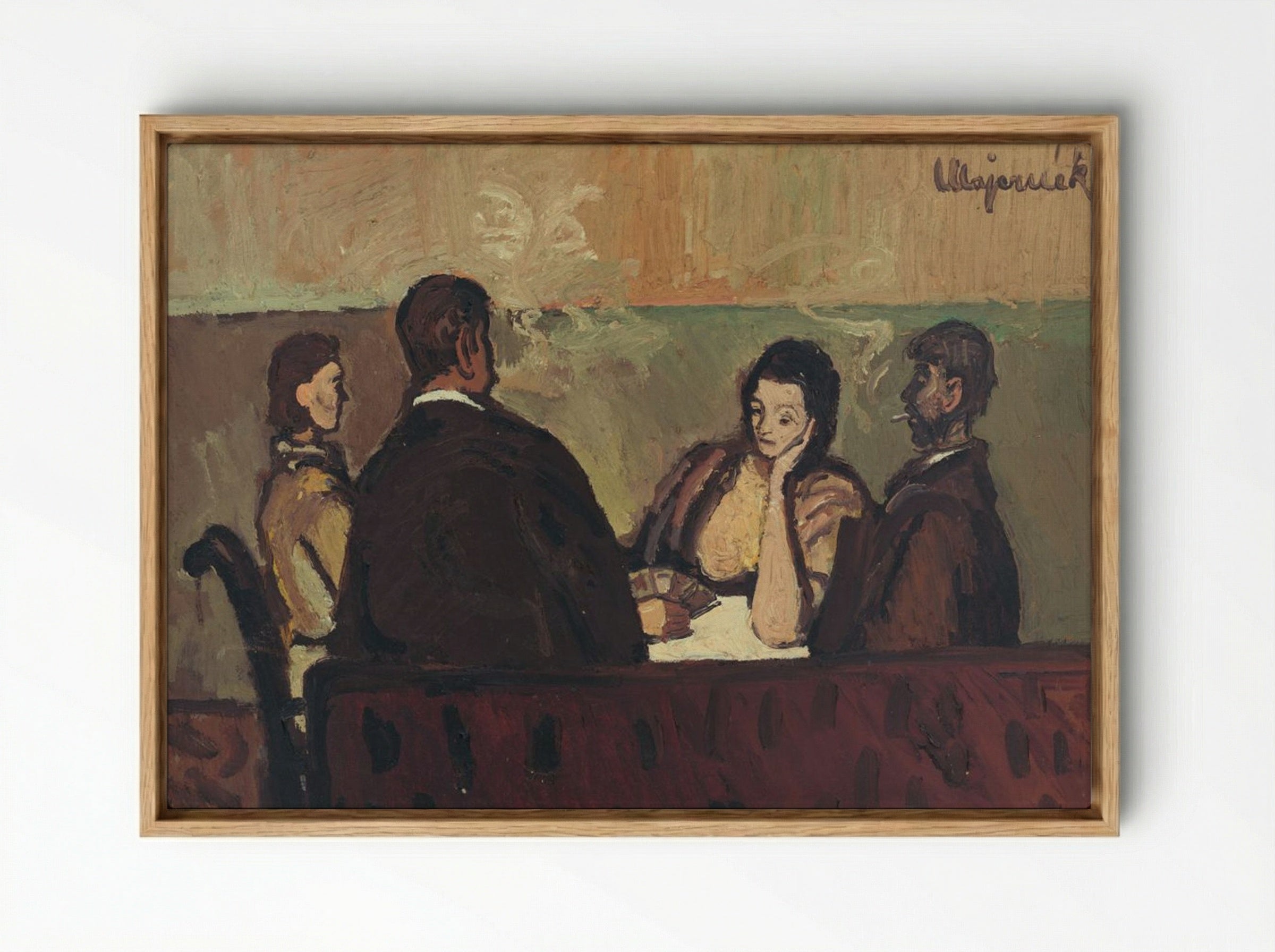 Card Players - Cyprián Majerník - Framed Canvas Wood