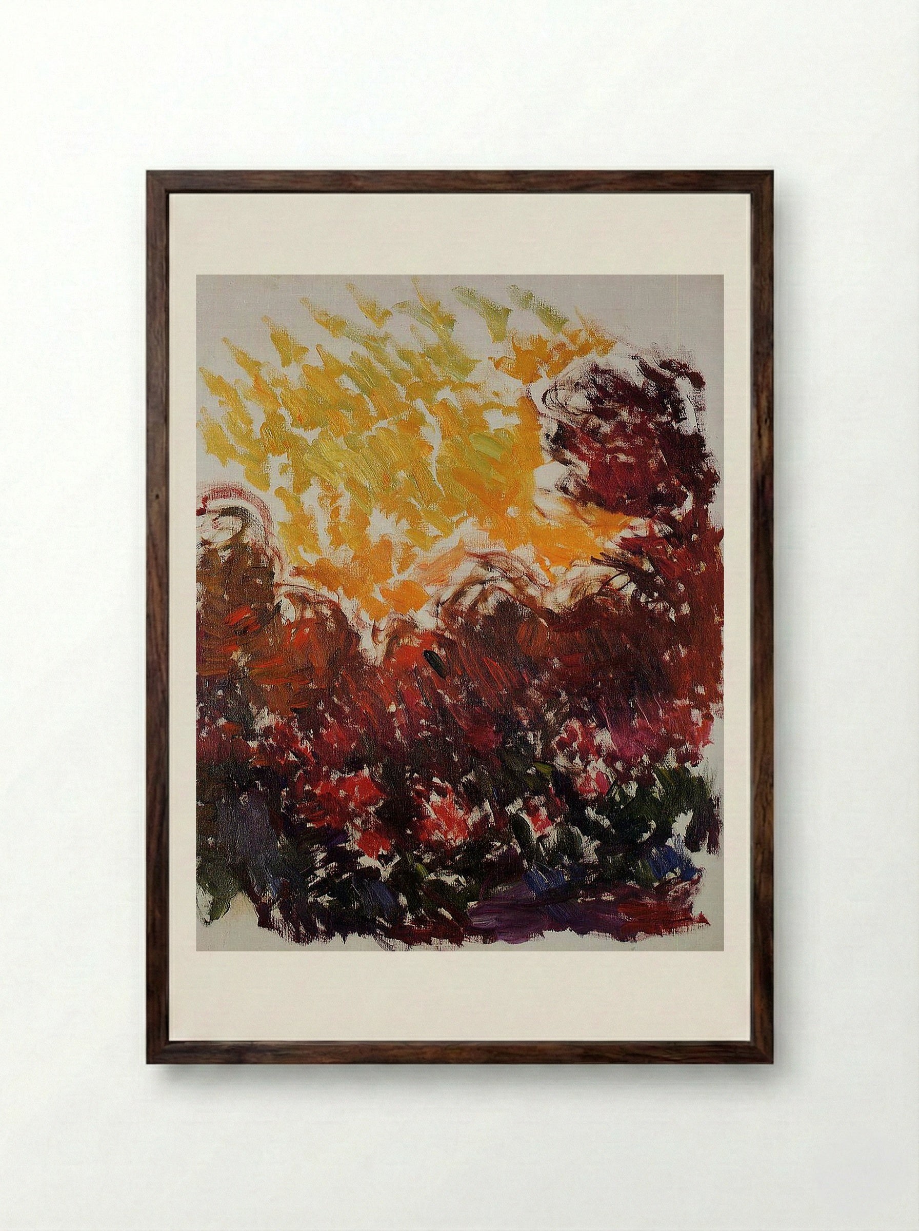 The Garden at Giverny - Claude Monet - Framed Print Dark Wood