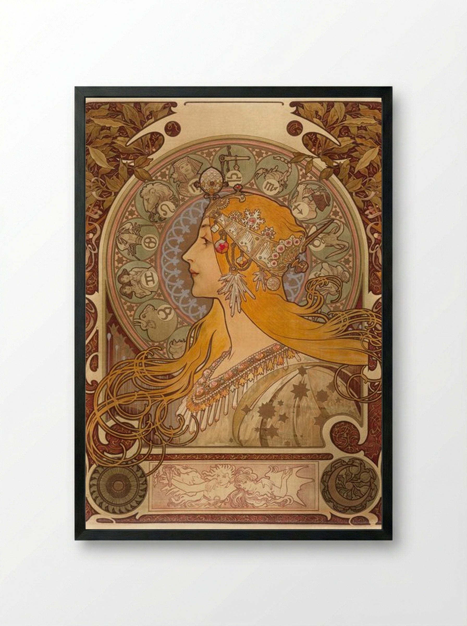 Zodiac - Alphonse Mucha - Framed Print Black
