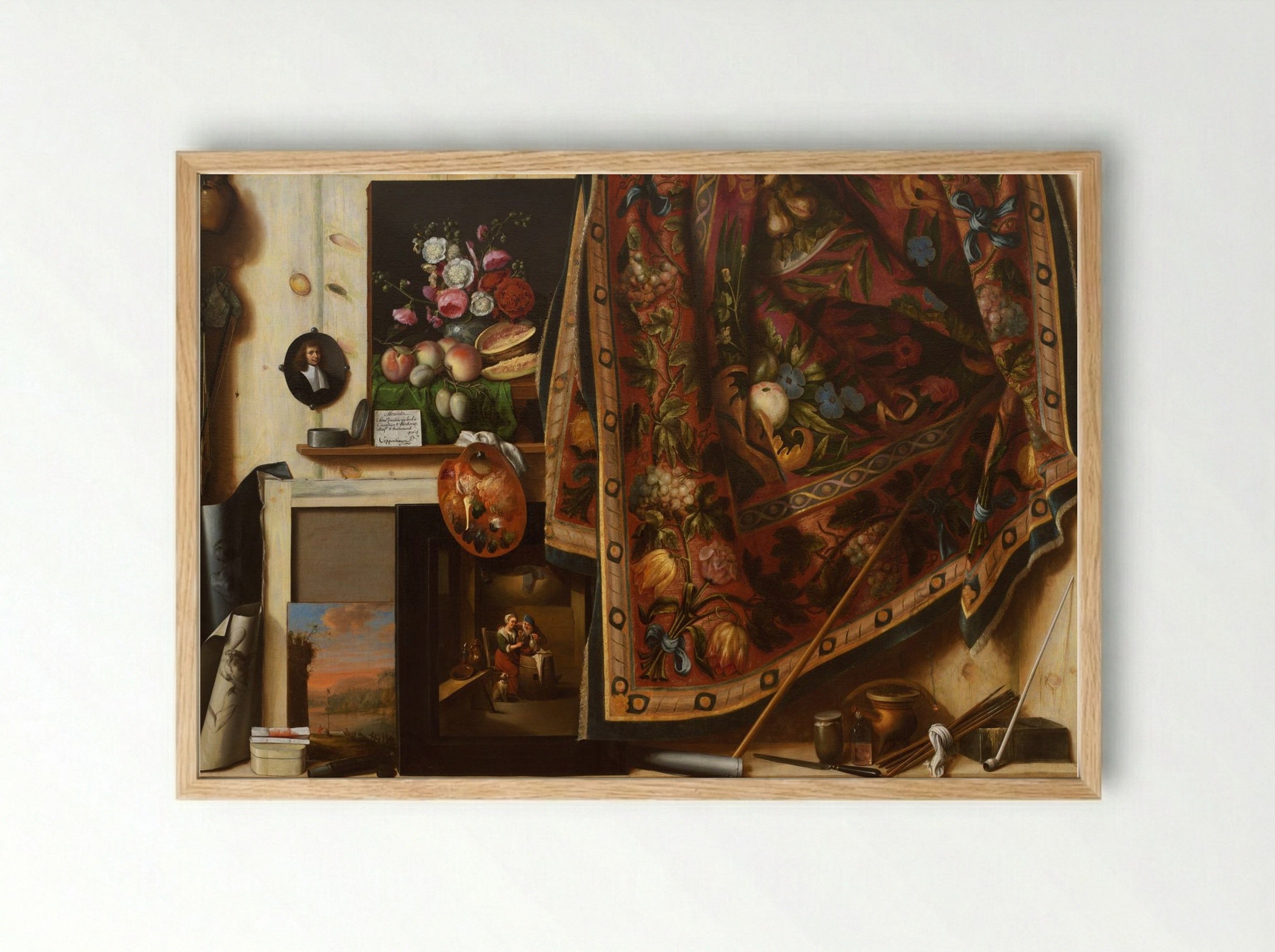 Trompe l'oeil. Cabinet from the Artist's Studio - Cornelis Norbertus Gysbrechts - Framed Print Wood