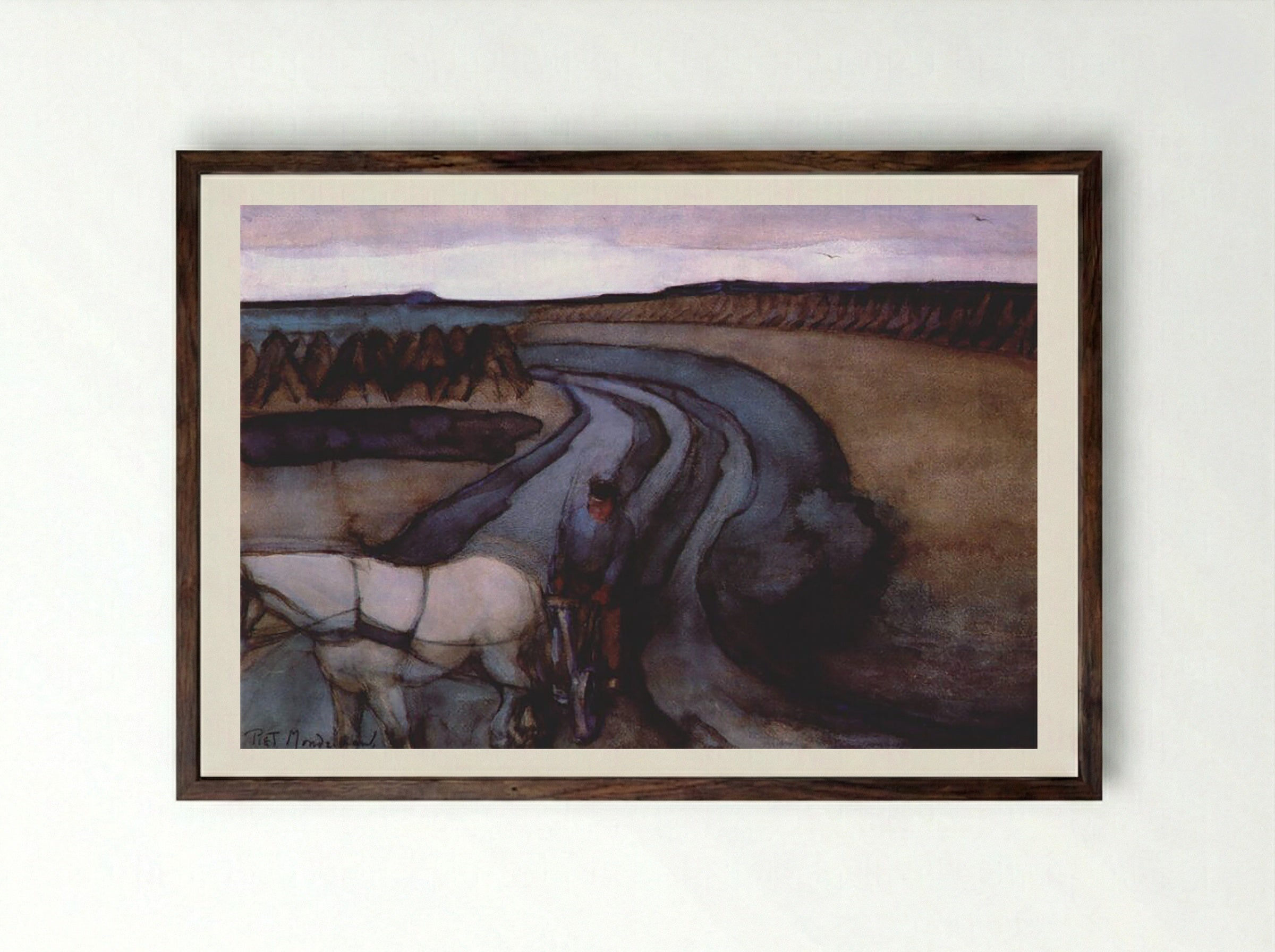 At Work, On the Land - Piet Mondrian - Framed Print Dark Wood