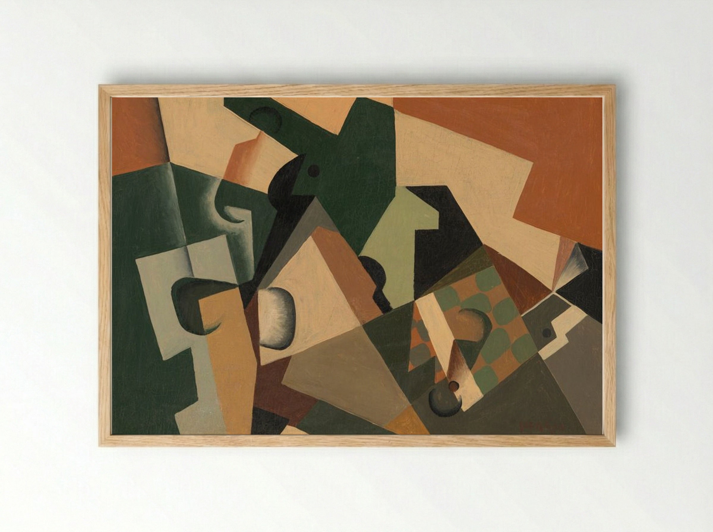 Glass and Checkerboard - Juan Gris - Framed Print Wood