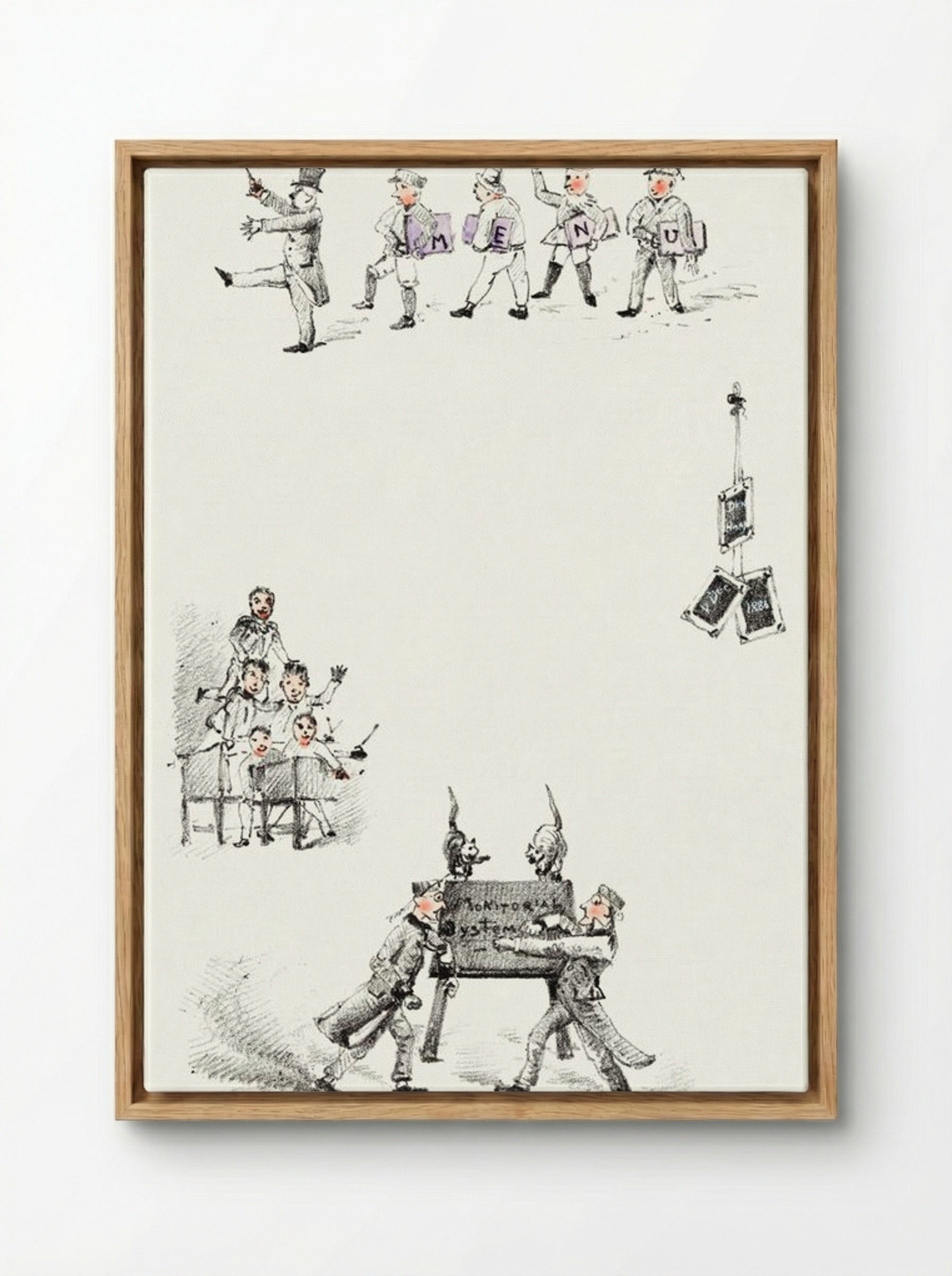 Menu Card with Teachers and Students - Theo van Hoytema - Framed Canvas Wood