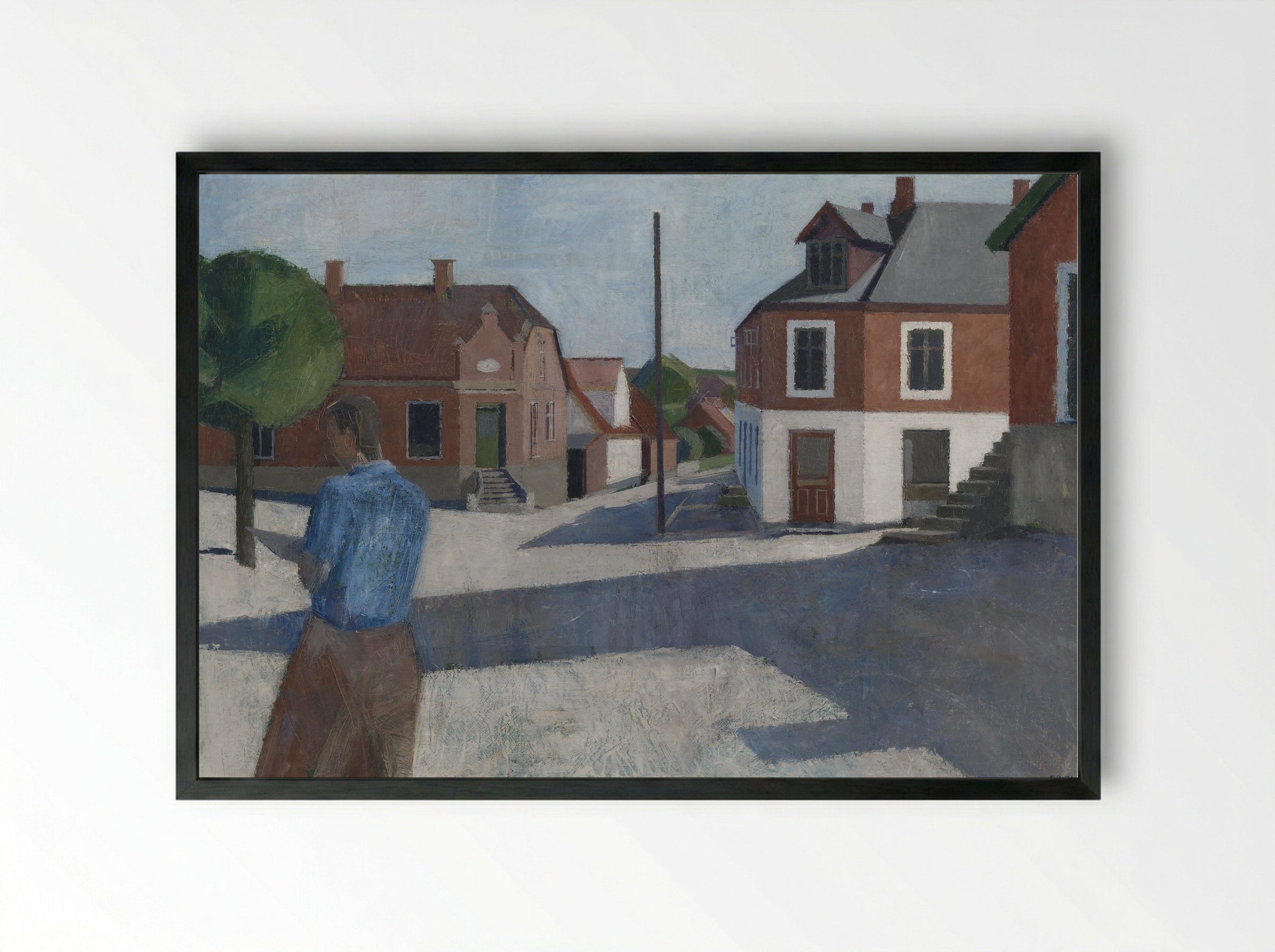 Street Scene with Figure - Erik Raadal - Framed Print Black
