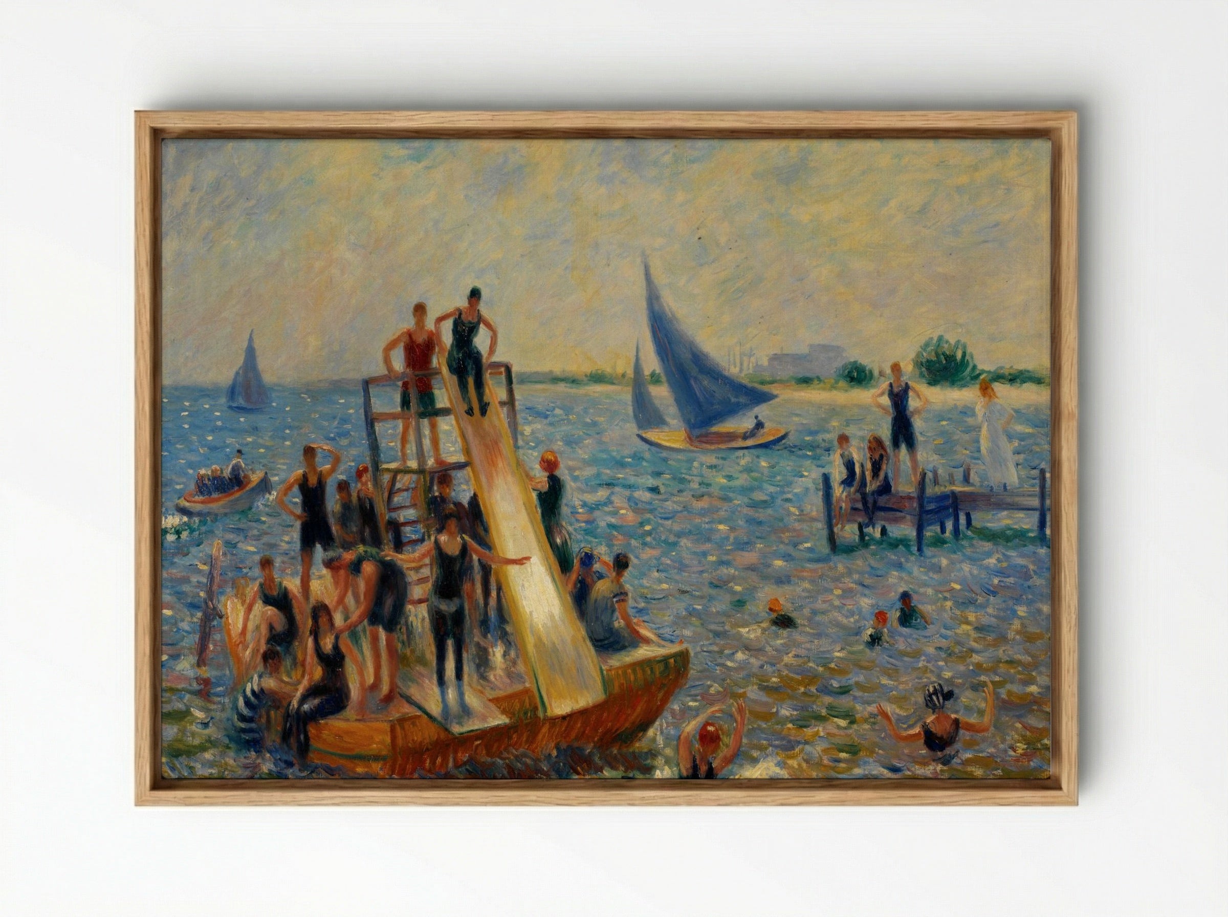 The Raft - William James Glackens - Framed Canvas Wood