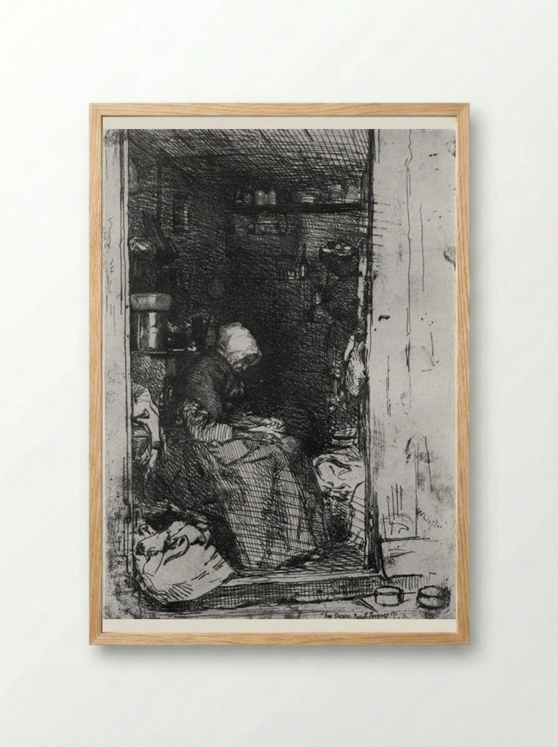 Old Woman with Rags - James McNeill Whistler - Framed Print Wood
