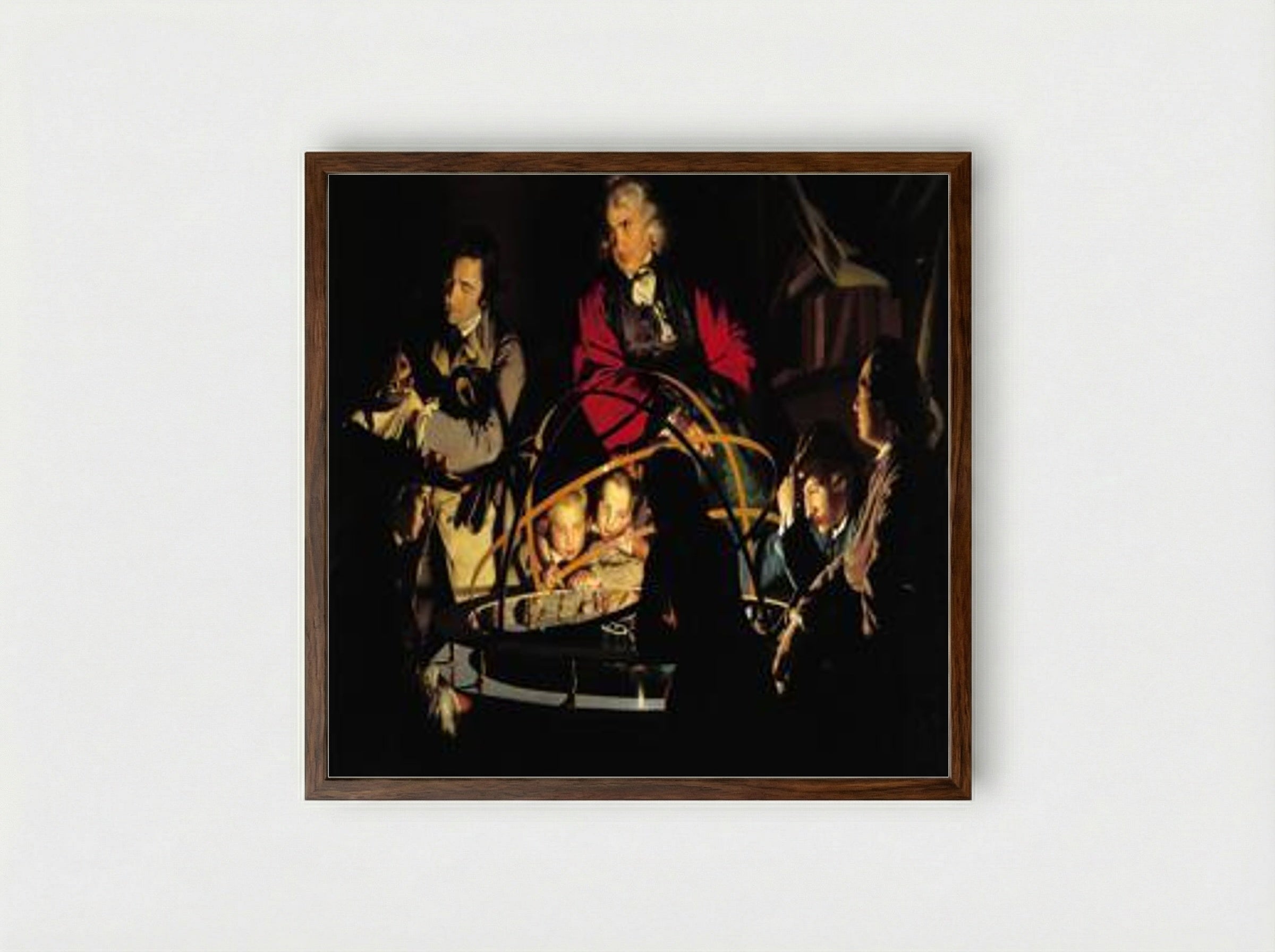 An Experiment on a Bird in the Air Pump - Joseph Wright - Framed Print Dark Wood