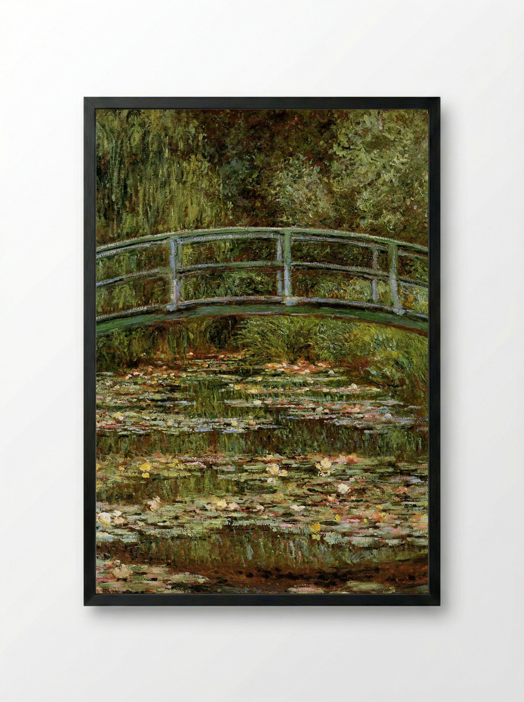 The Japanese Bridge - Claude Monet - Framed Print Black