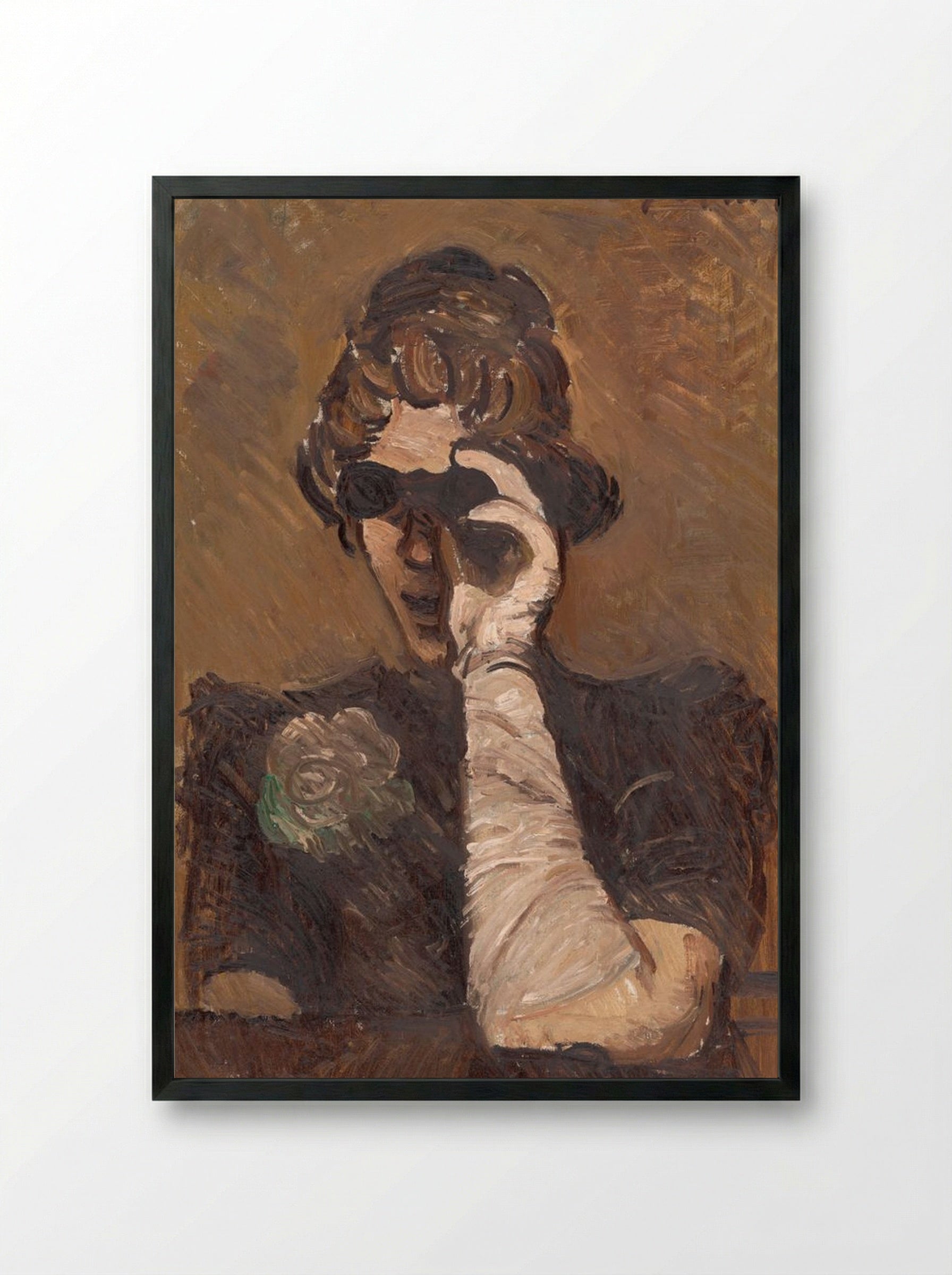 Lady with Opera Glasses - Cyprián Majerník - Framed Print Black