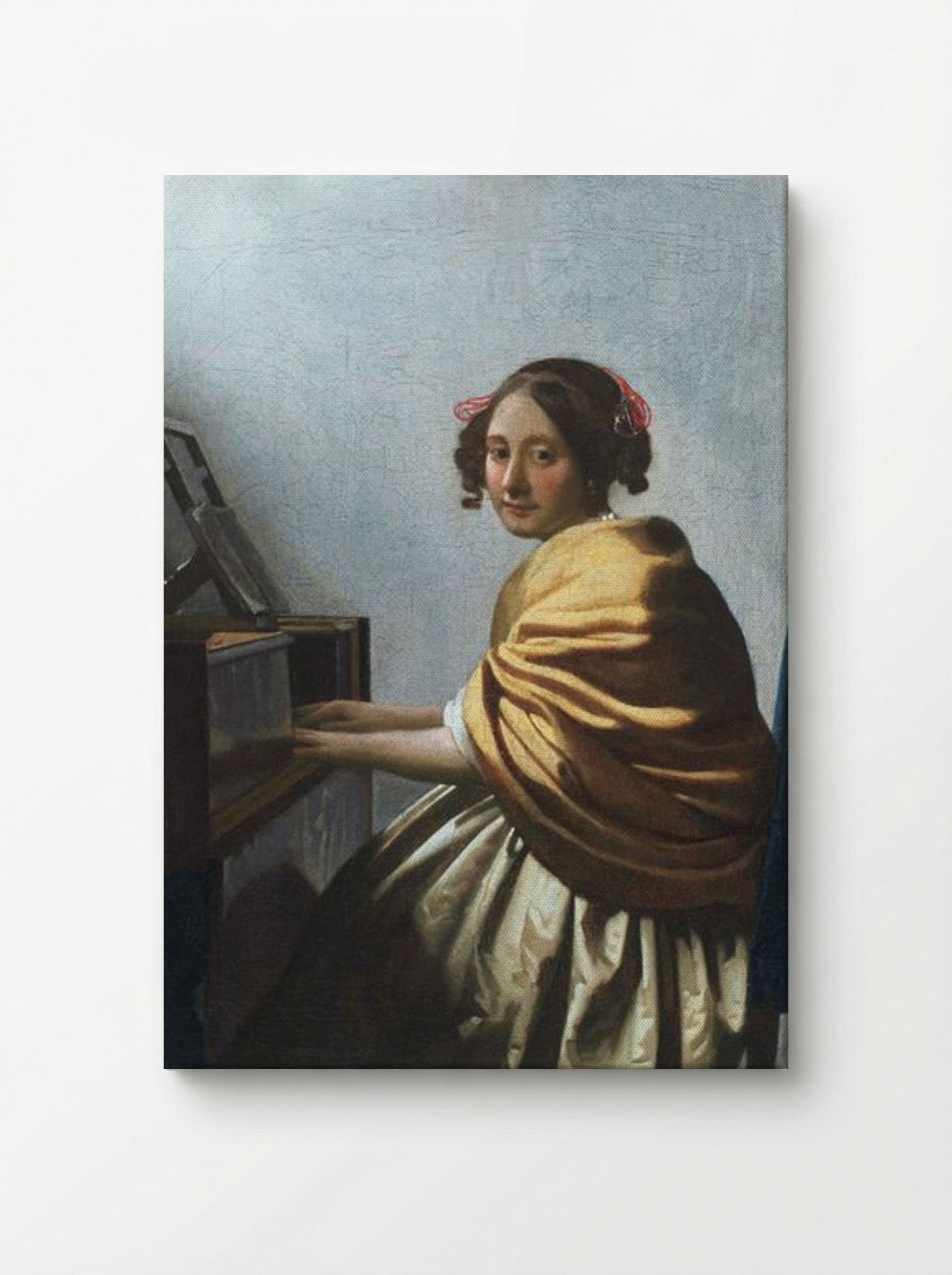 A Young Woman Seated at the Virginals - Johannes Vermeer - Canvas