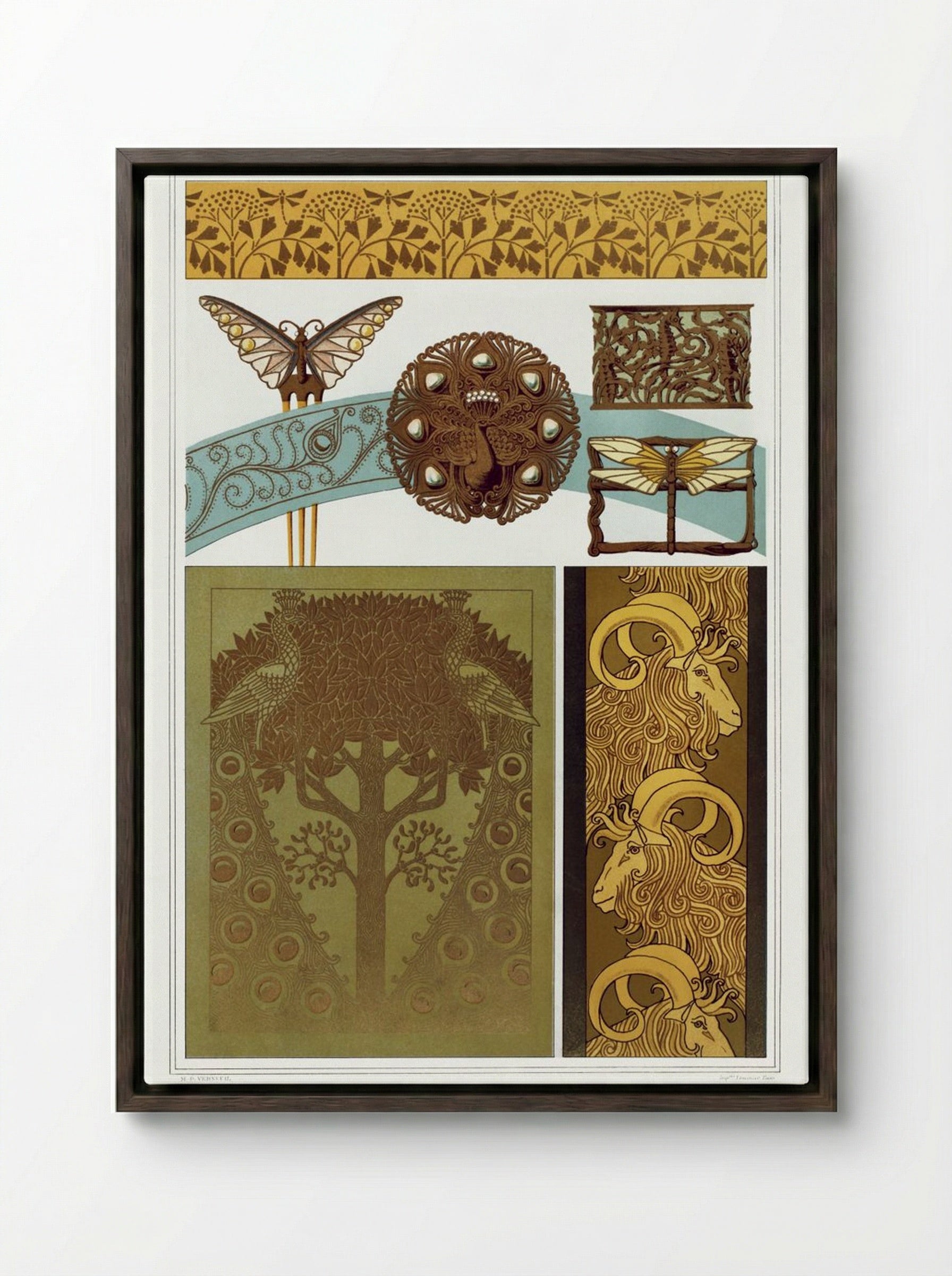 L'Animal dans la Décoration, Plate 18 - Maurice Pillard Verneuil - Framed Canvas Dark Wood