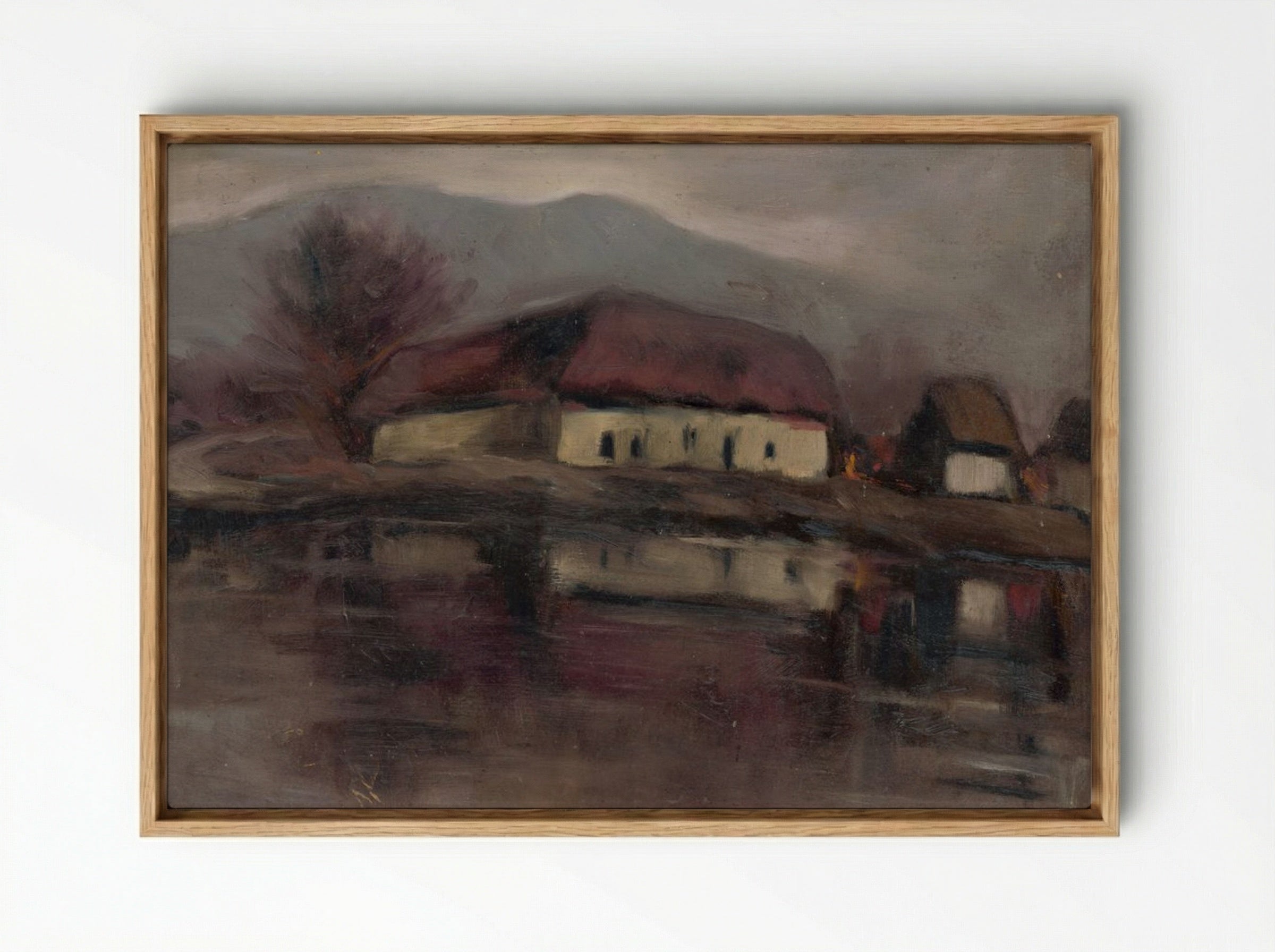Sketch of a Landscape with a Lake - Zolo Palugyay - Framed Canvas Wood