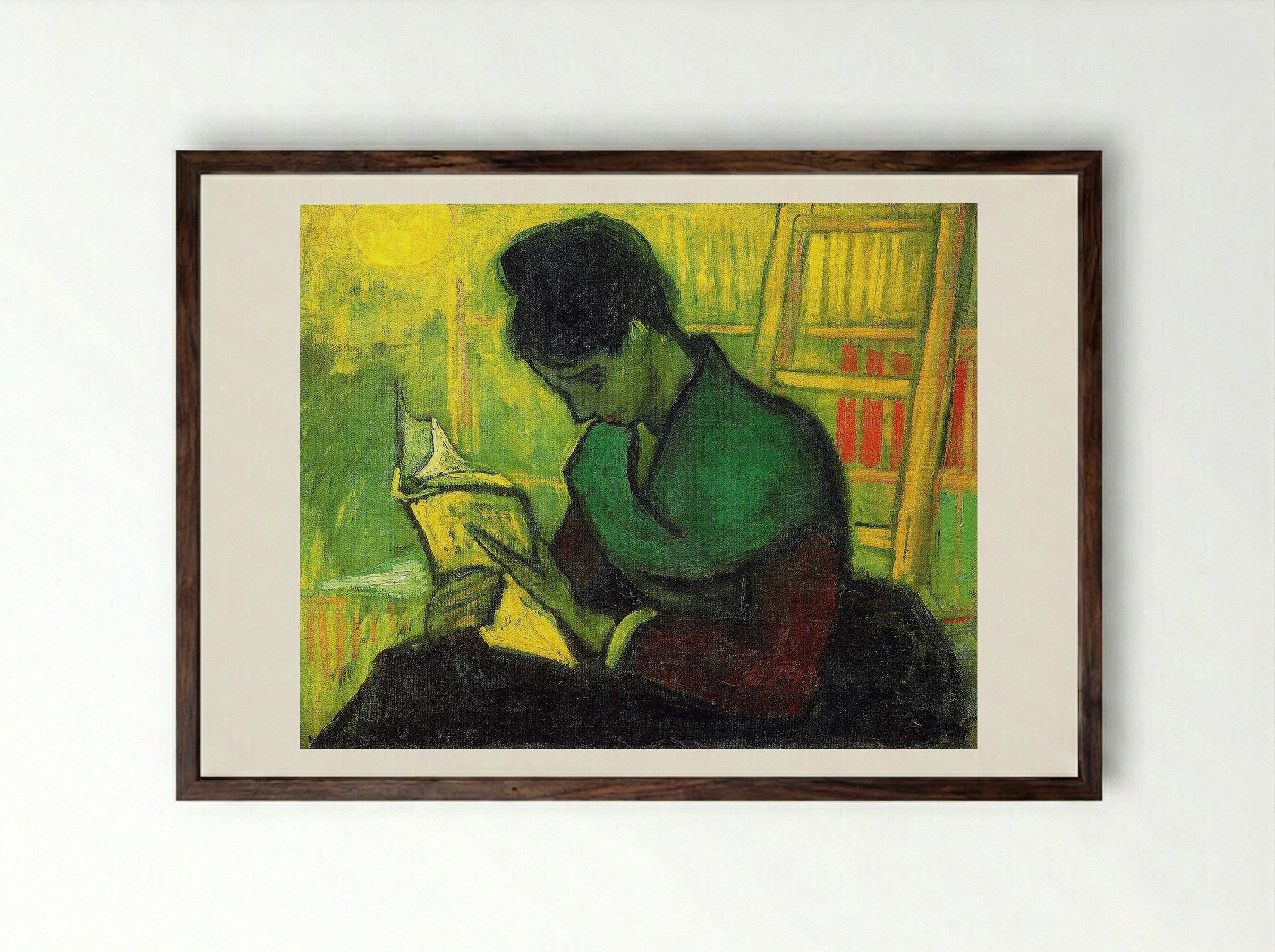 The Novel Reader - Vincent van Gogh - Framed Print Dark Wood