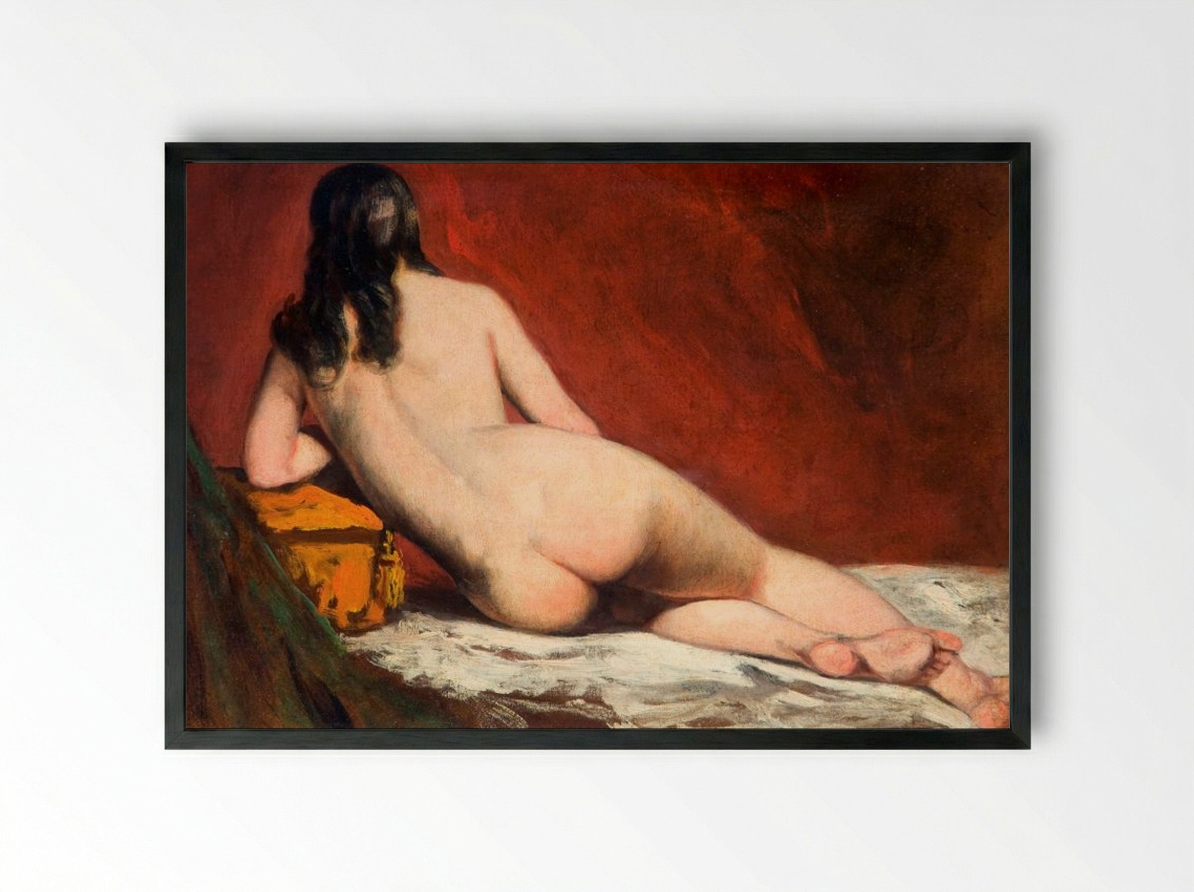 Nude Study of a Reclining Woman - William Etty - Framed Print Black