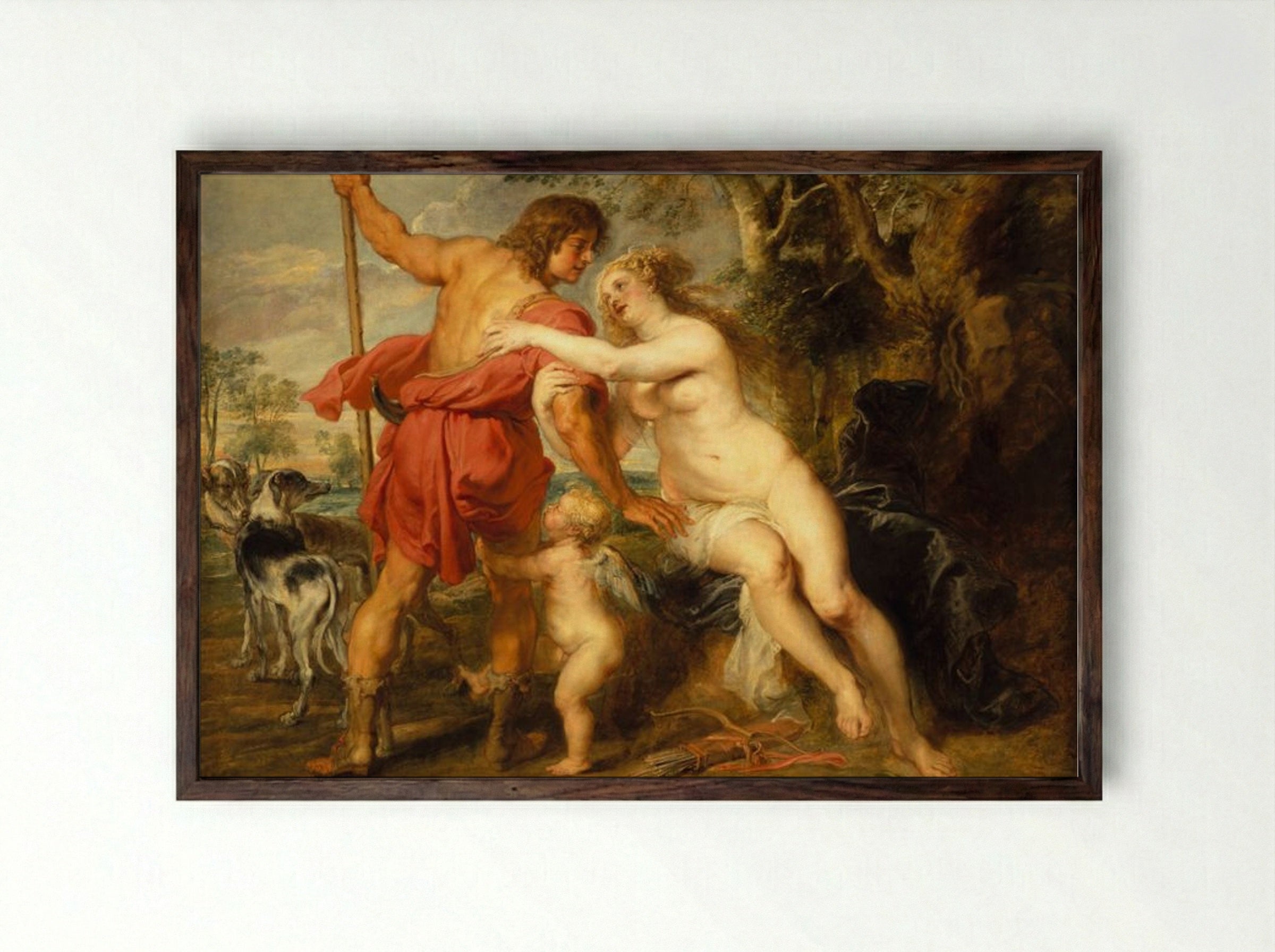 Venus and Adonis - Peter Paul Rubens - Framed Print Dark Wood