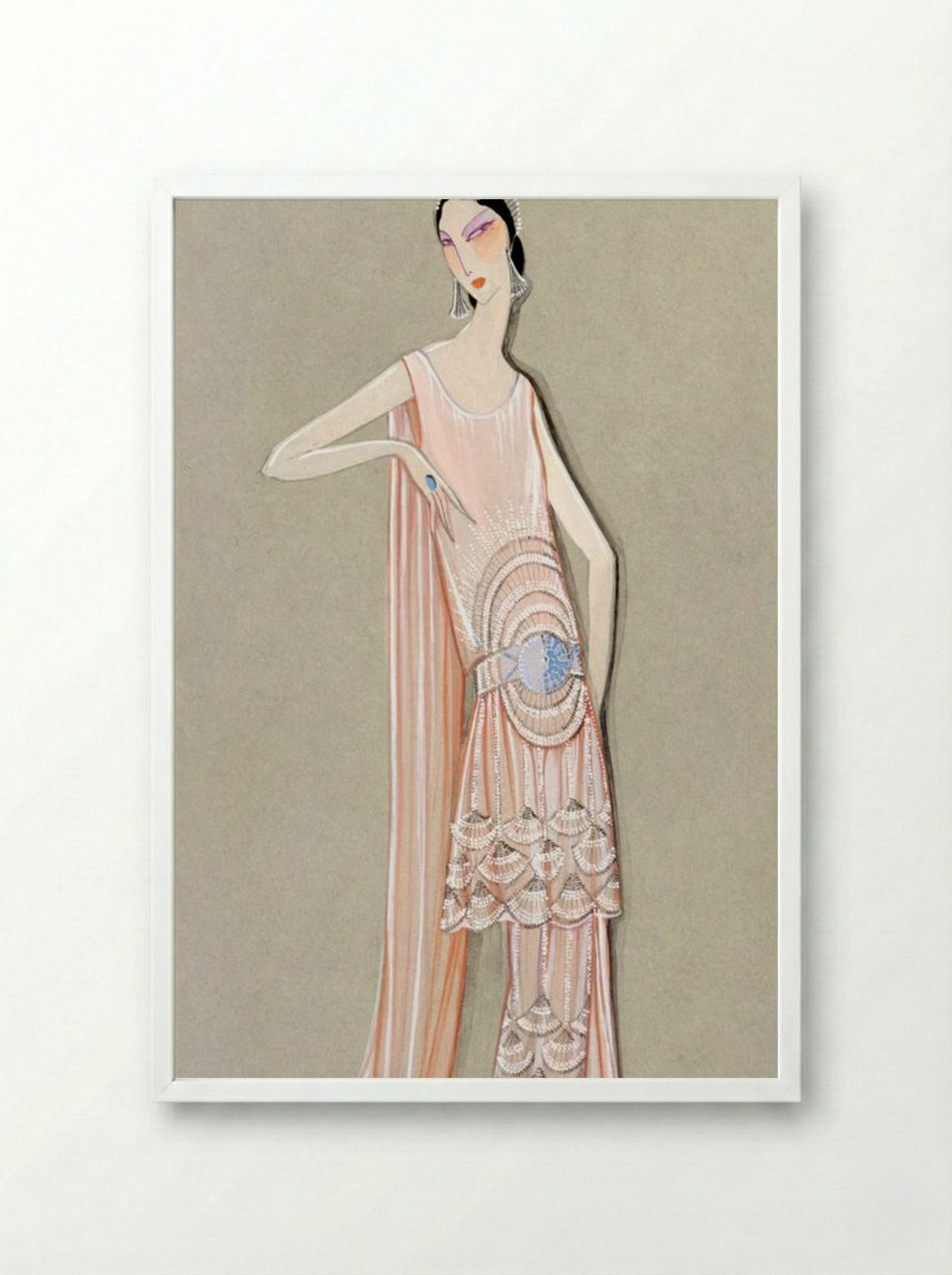 Projet de Robe, Février, La Sirène (1924) - Fine Art Print - Framed Print White
