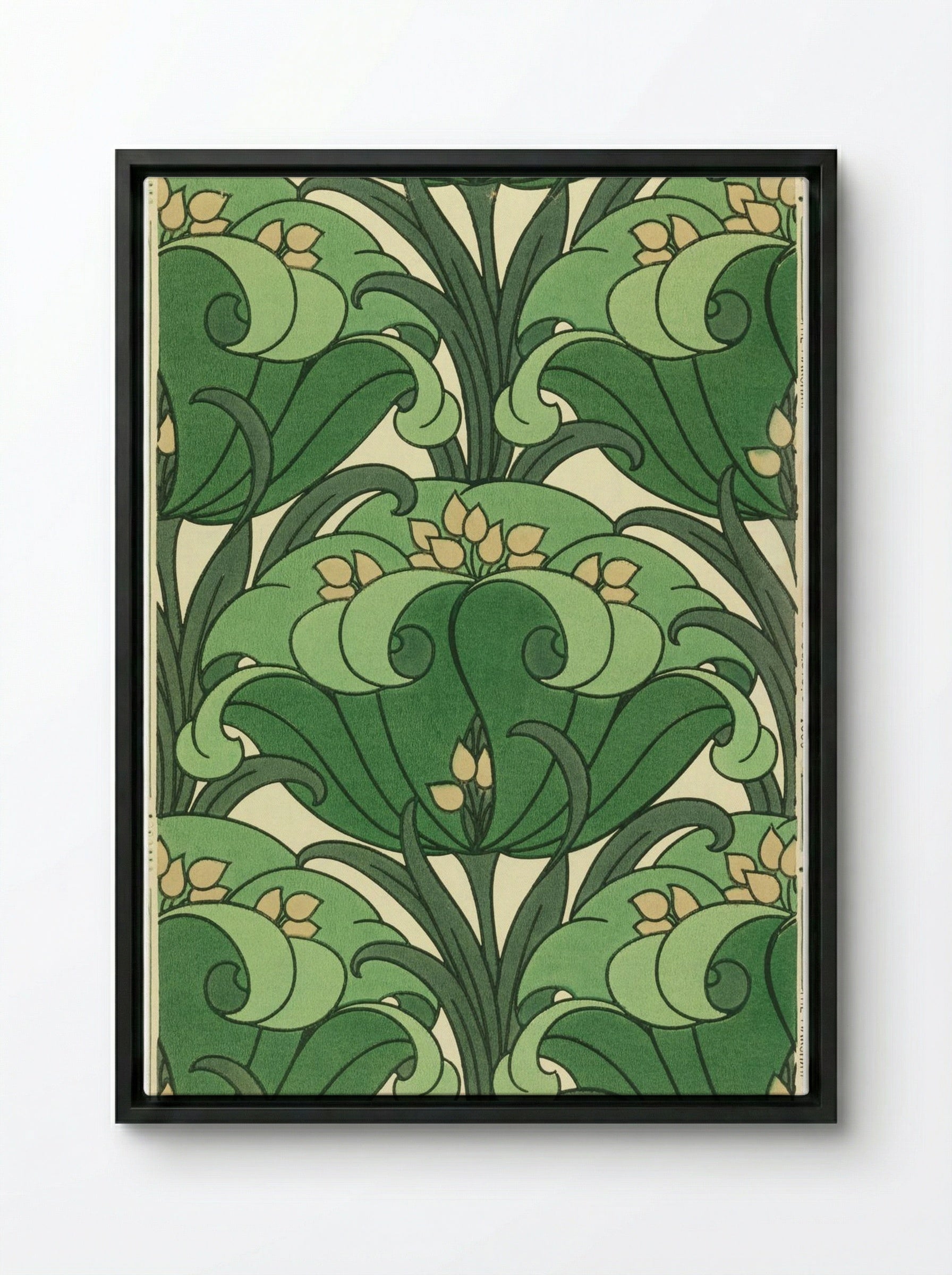 Floral Sidewall Design - William Morris - Framed Canvas Black