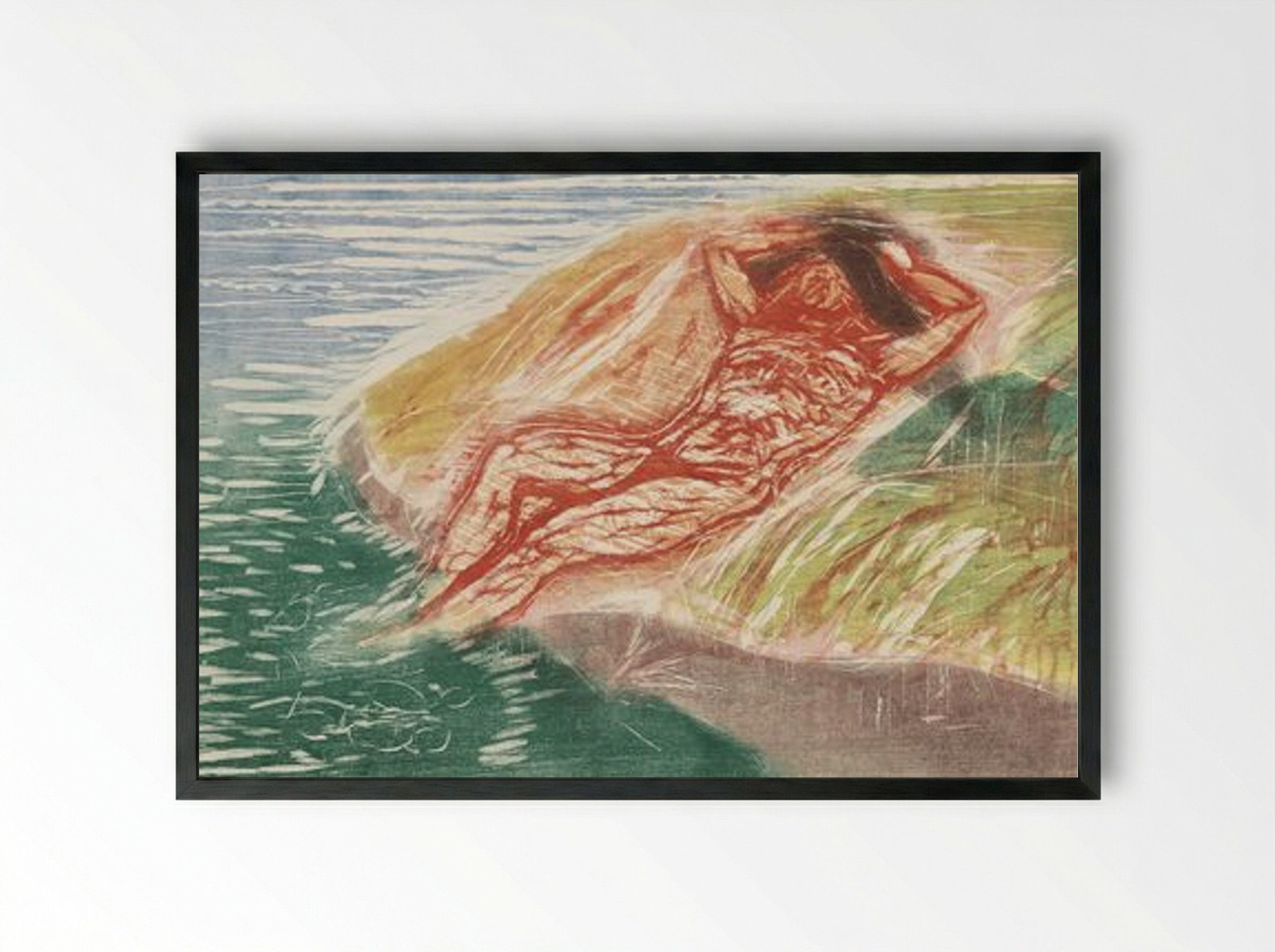 Sunbathing I - Edvard Munch - Framed Print Black