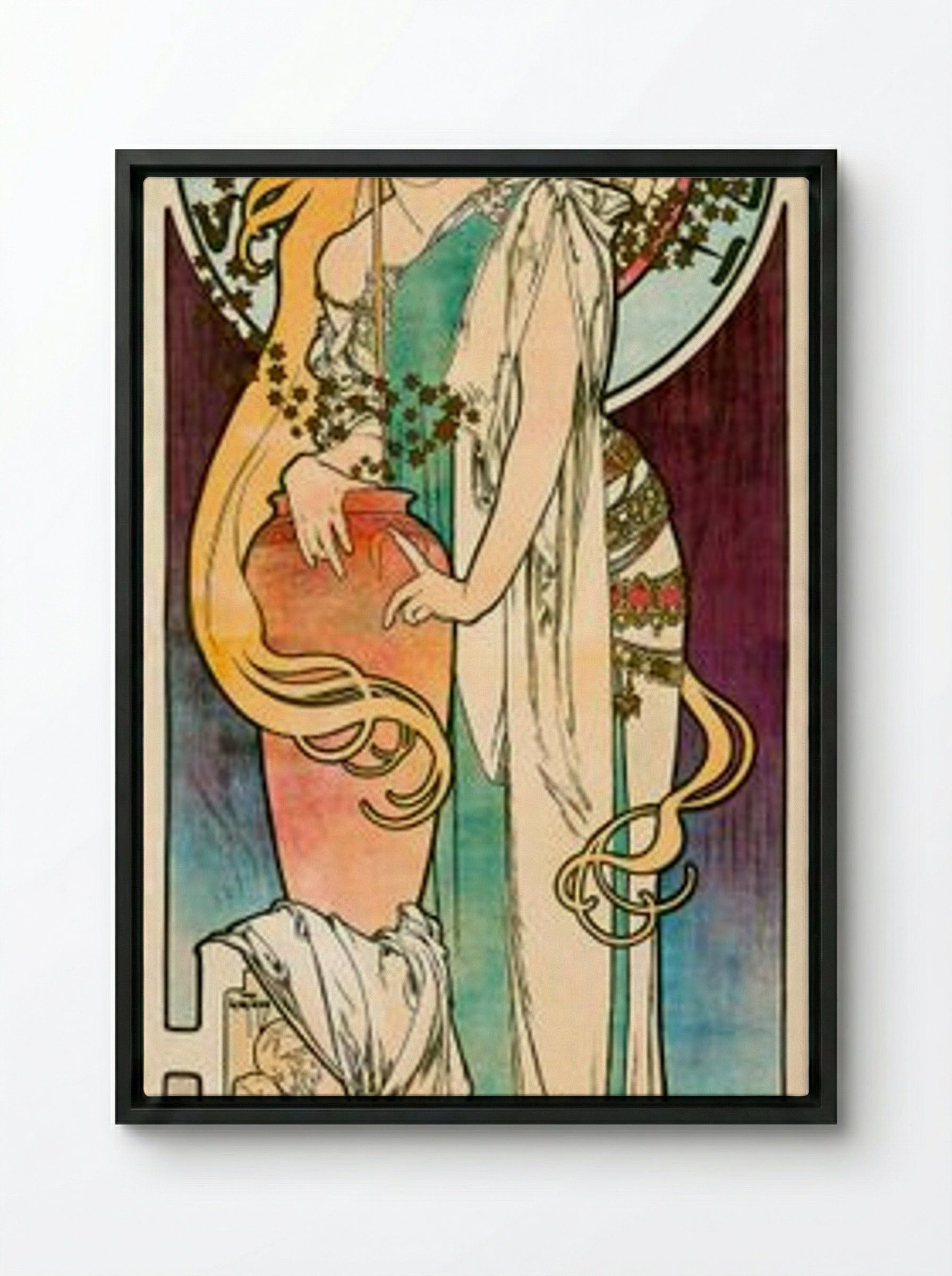 La Samaritaine - Alphonse Mucha - Framed Canvas Black