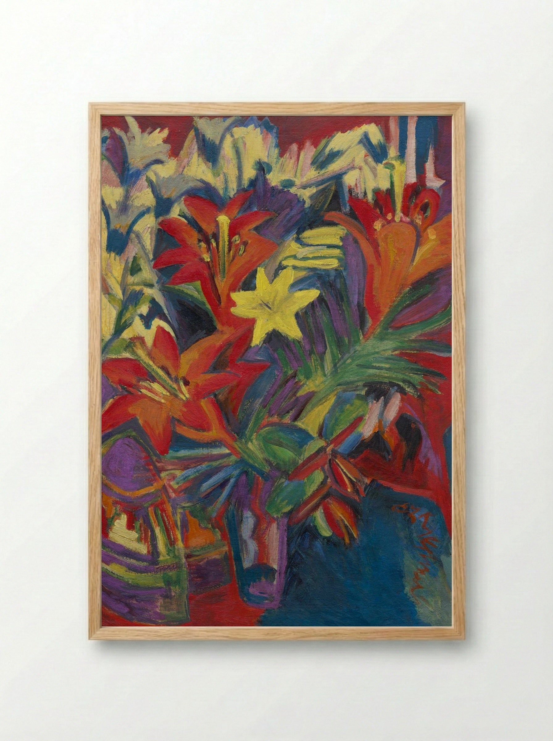 Still Life with Lilies - Ernst Ludwig Kirchner - Framed Print Wood