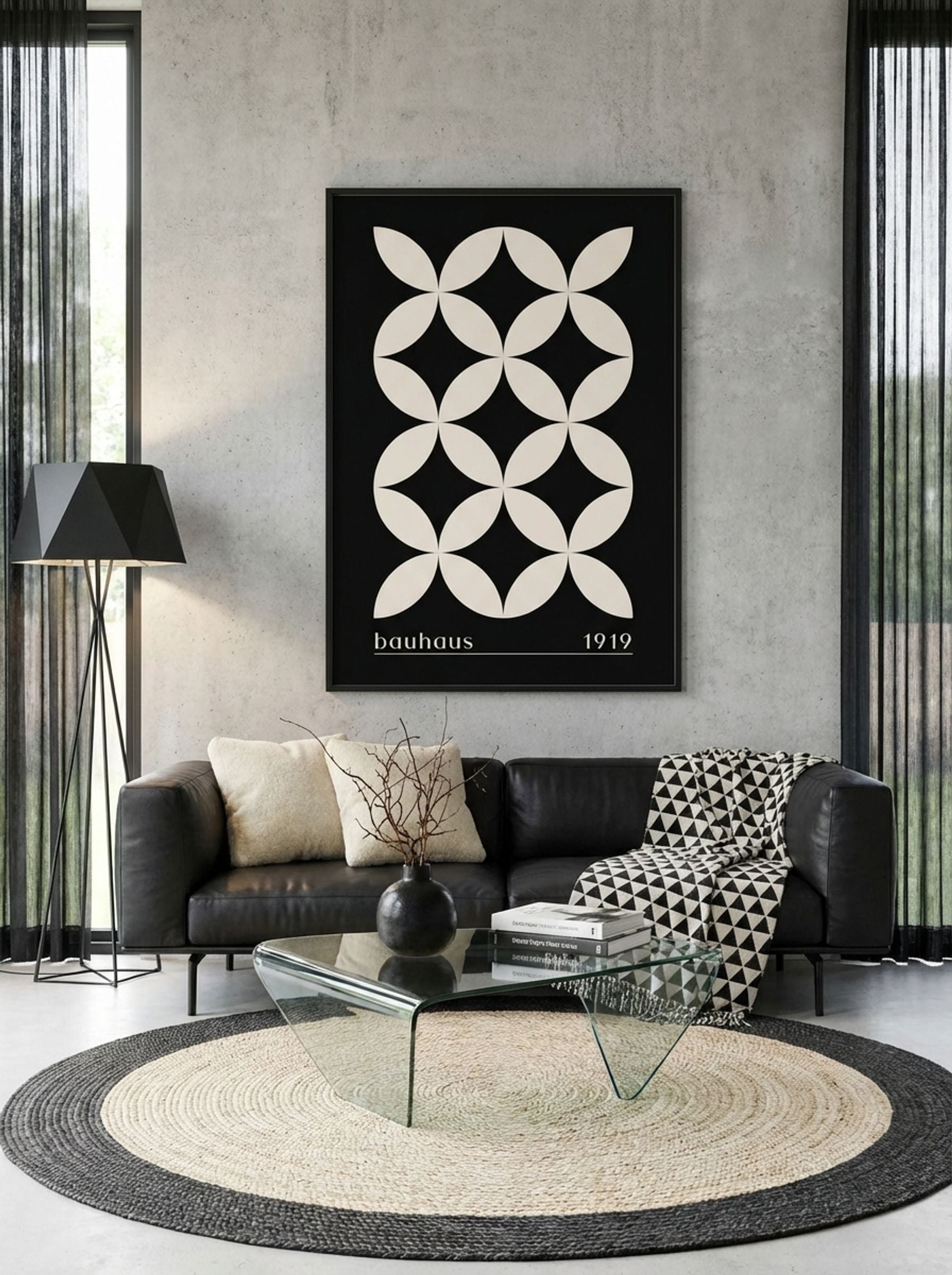 Bauhaus Petal Matrix in Black (1919) - Lifestyle
