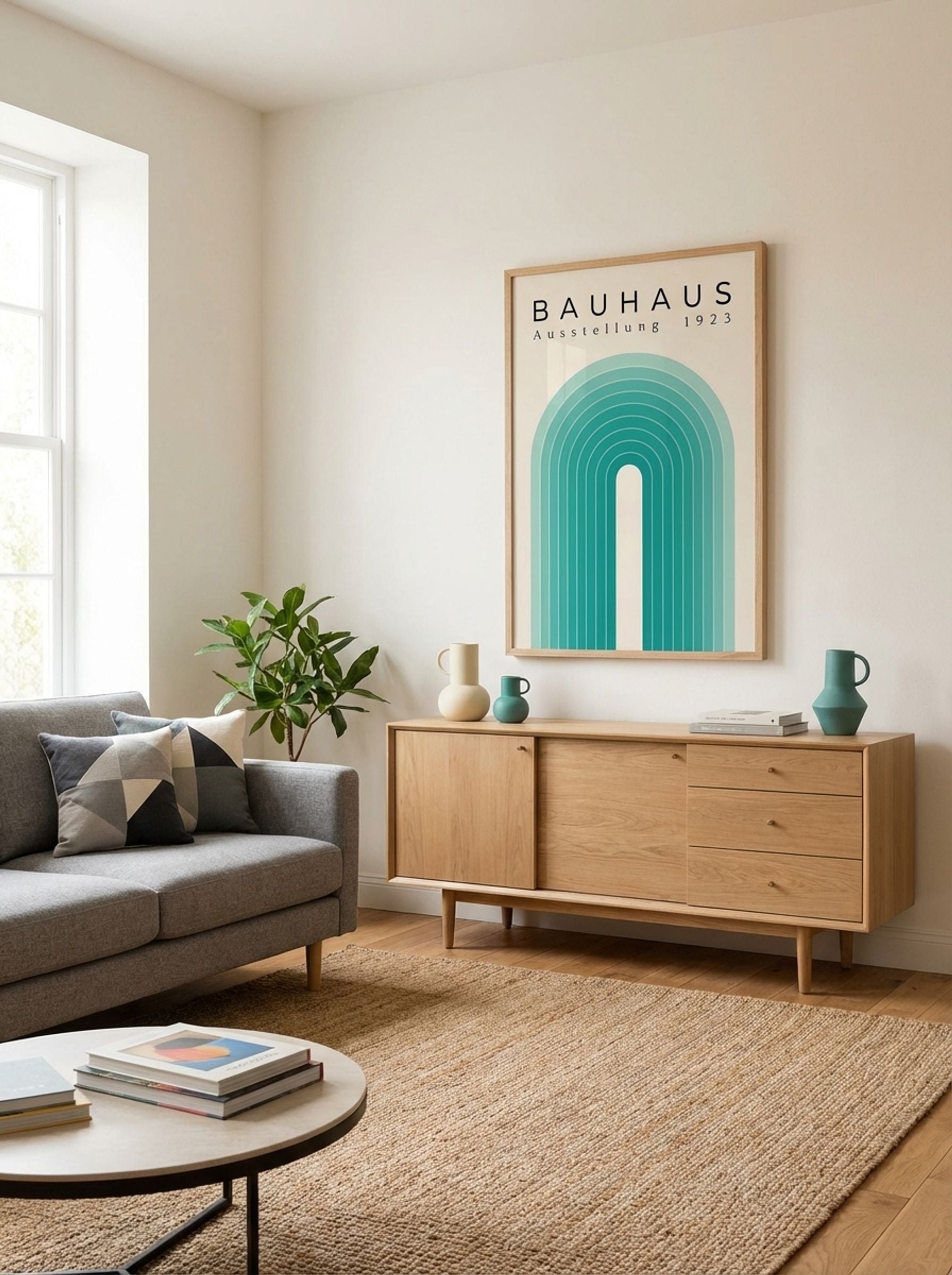 Bauhaus Teal Arch – 1923 Exhibition Poster - Lifestyle