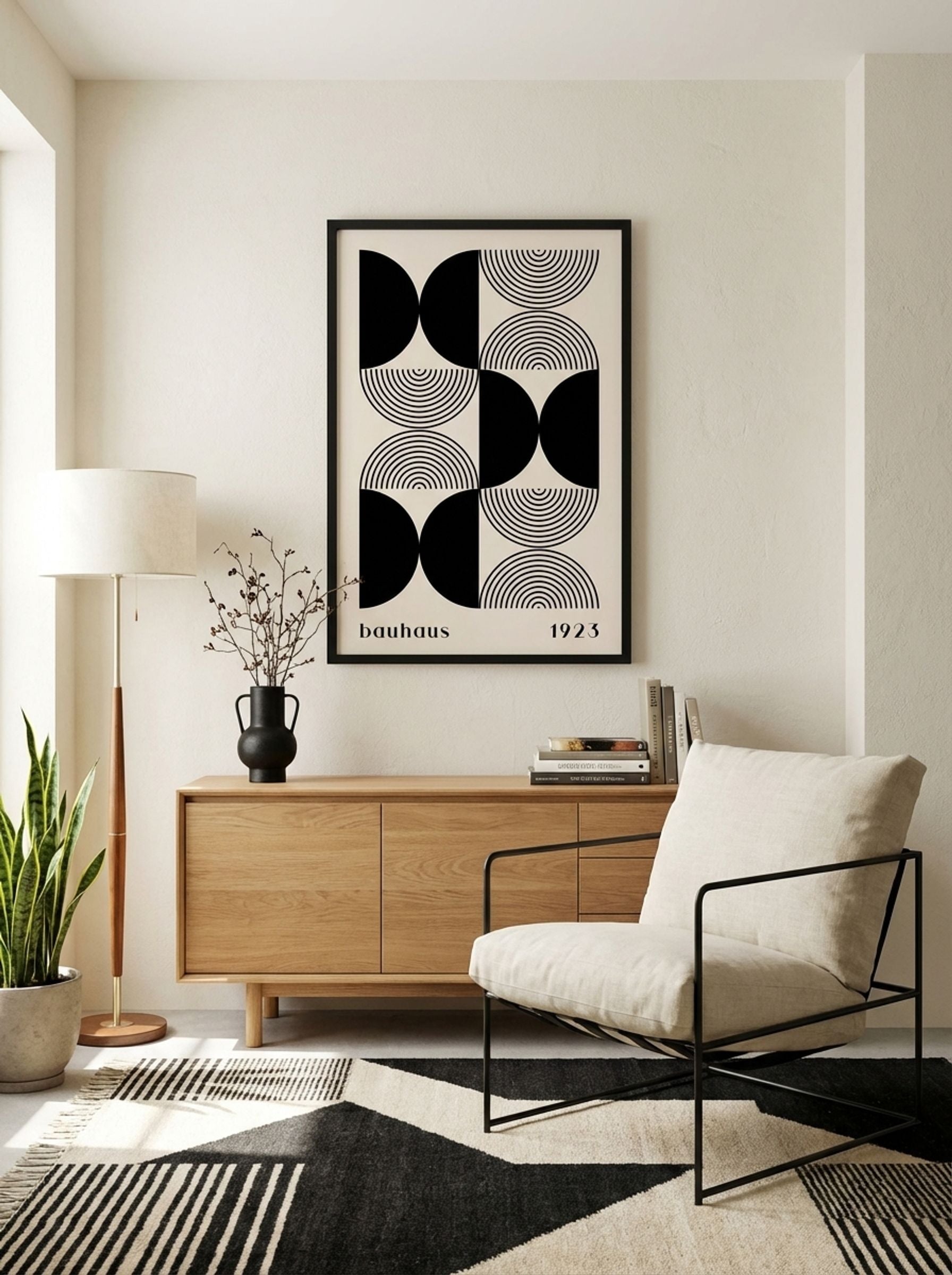 Bauhaus Halves & Lines – Black and Cream (1923) - Lifestyle