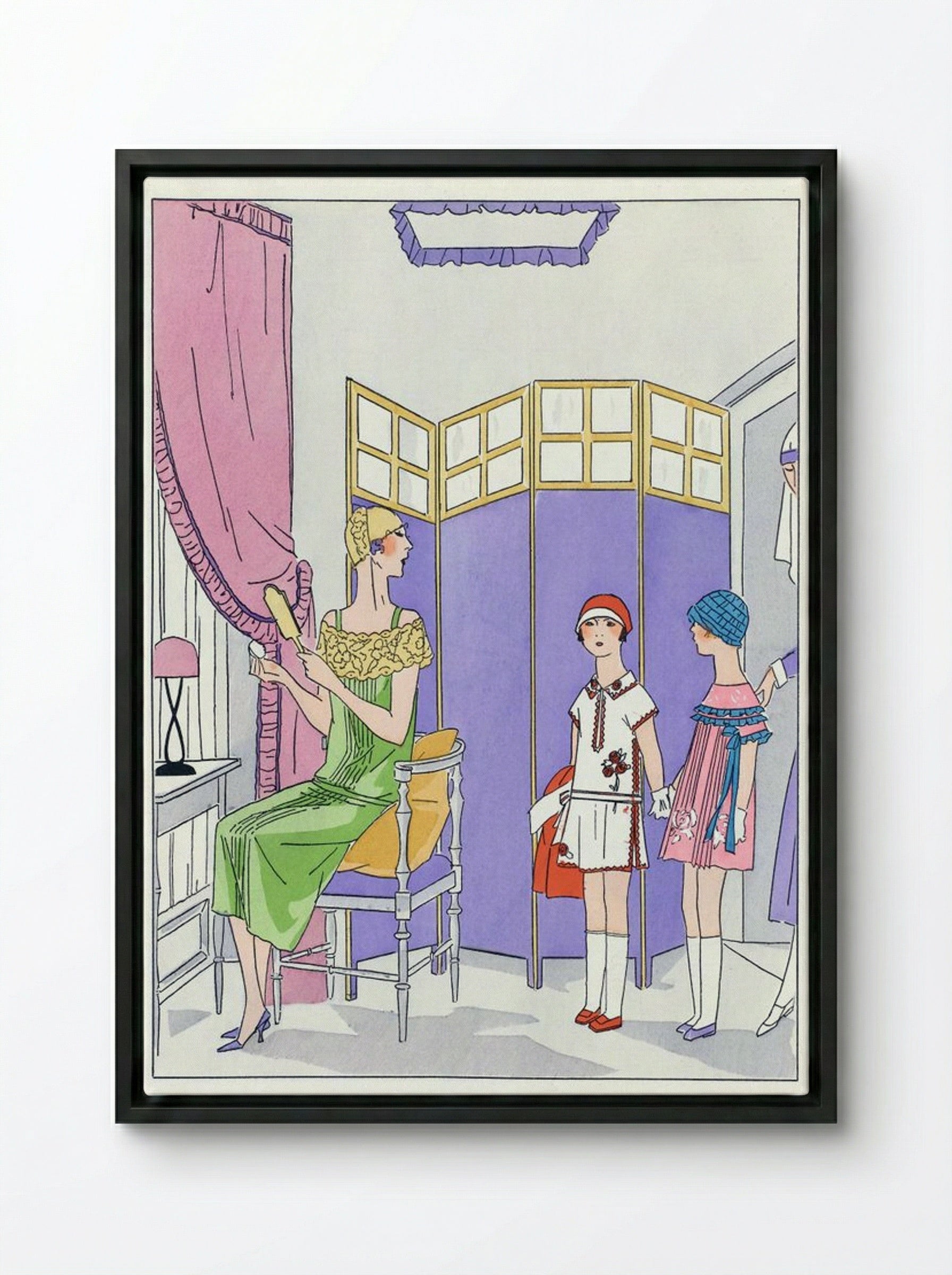 Woman at the Dressing Table - Maggy Rouff - Framed Canvas Black