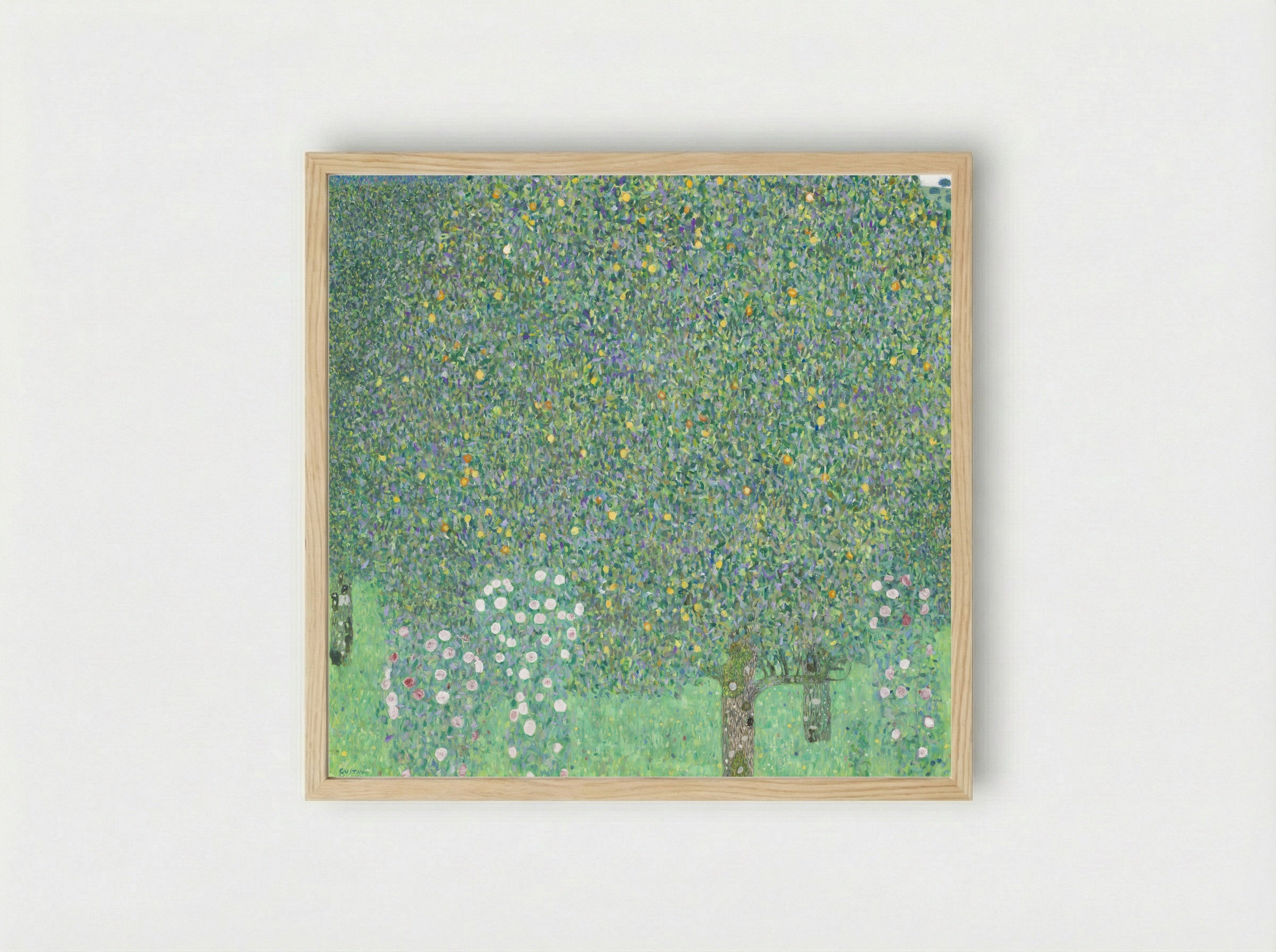 Roses Under the Trees - Gustav Klimt - Framed Print Wood