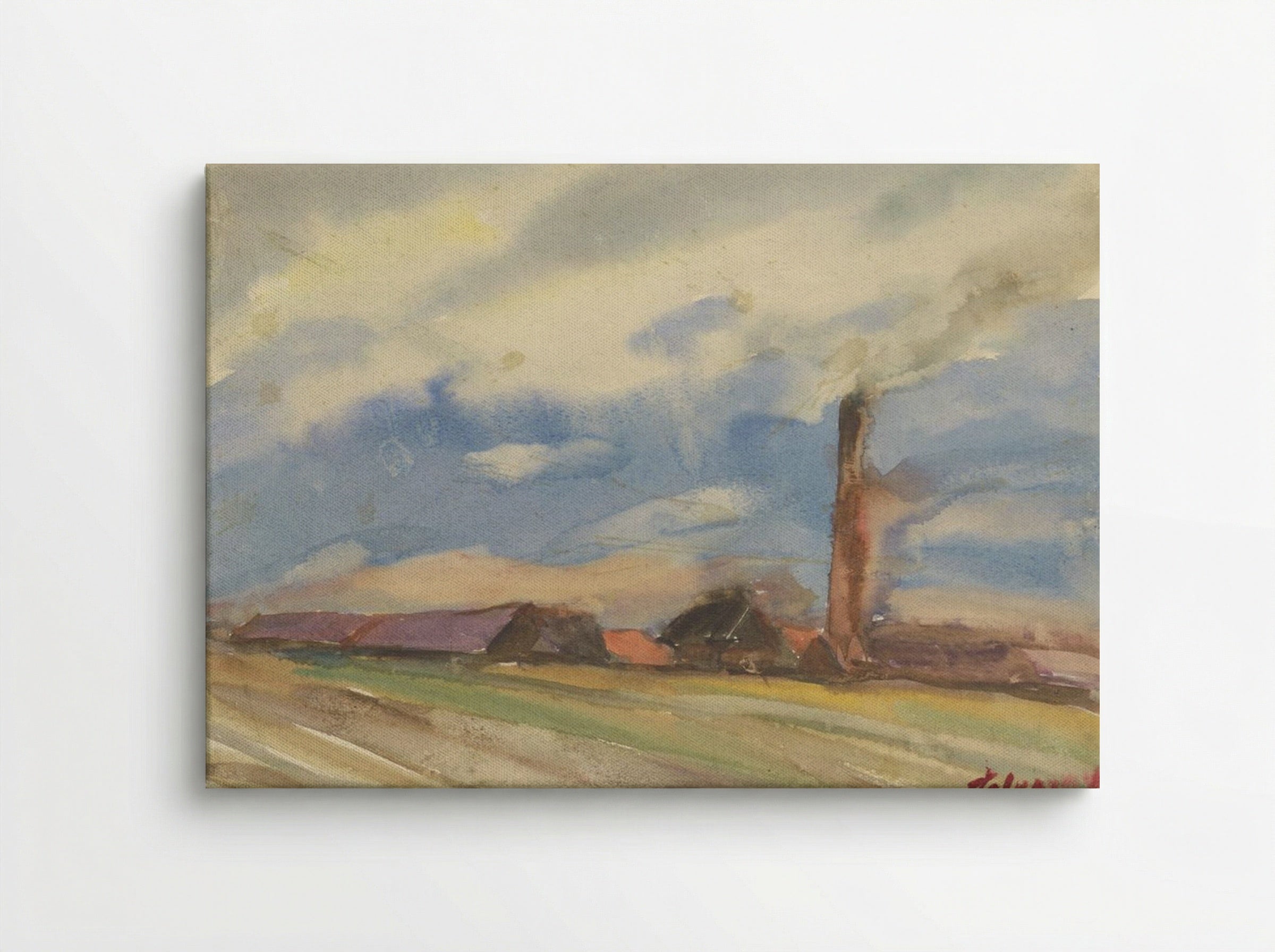 Brown Village, View from the Fields - Zolo Palugyay - Canvas