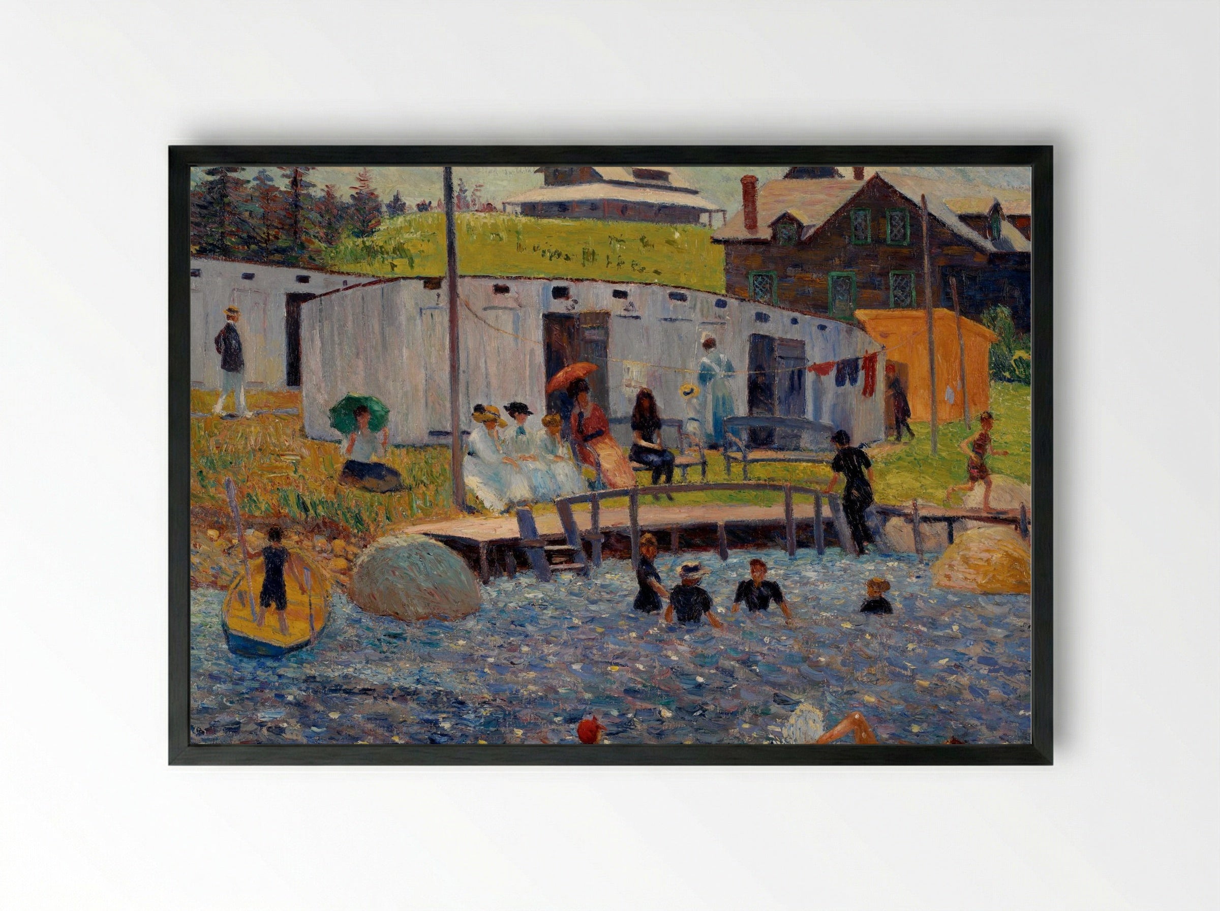 The Bathing Hour, Chester, Nova Scotia - William James Glackens - Framed Print Black