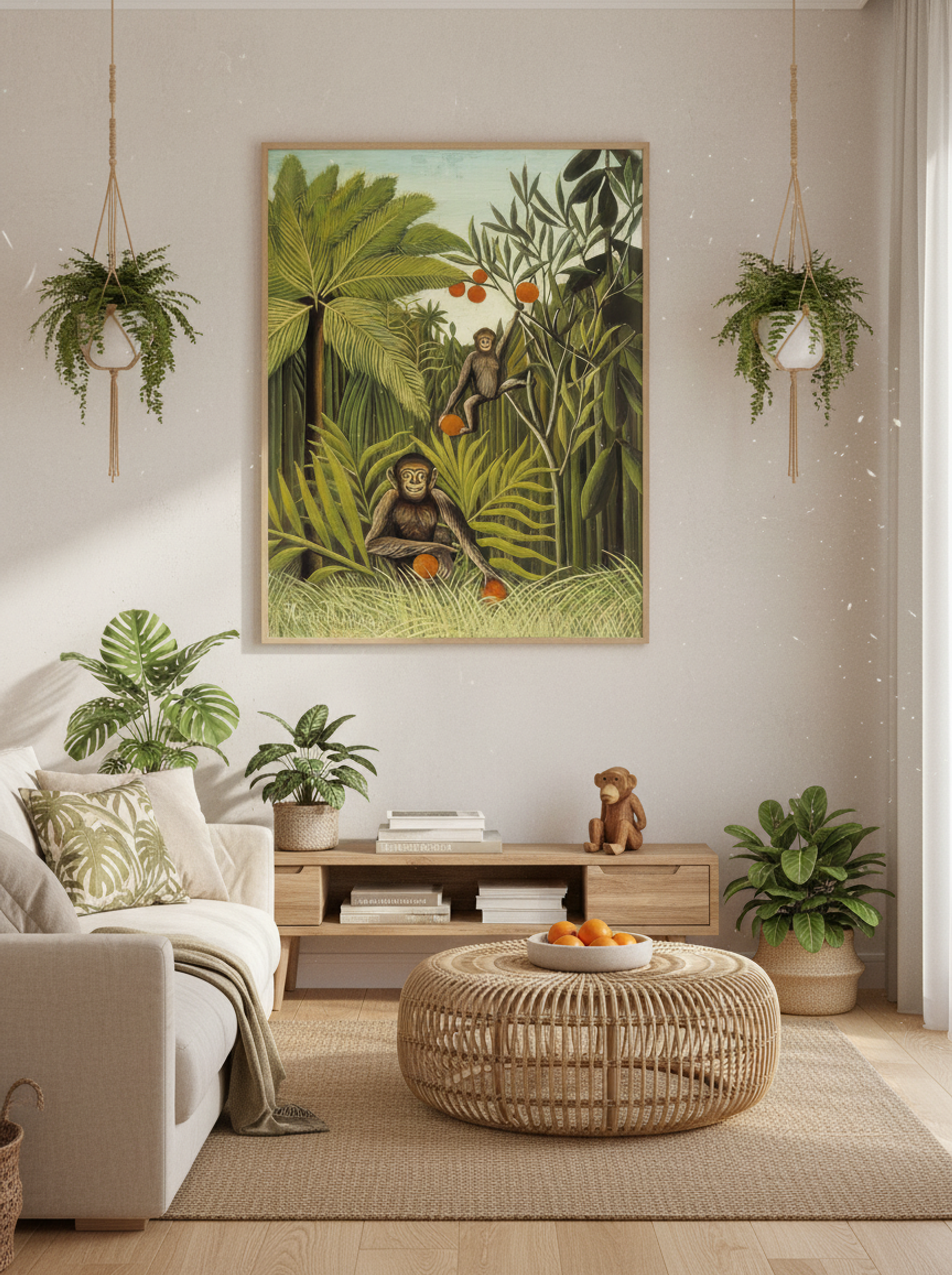 The Monkeys in the Jungle by Henri Rousseau – Naïve Art Tropical Wildlife Print - Lifestyle