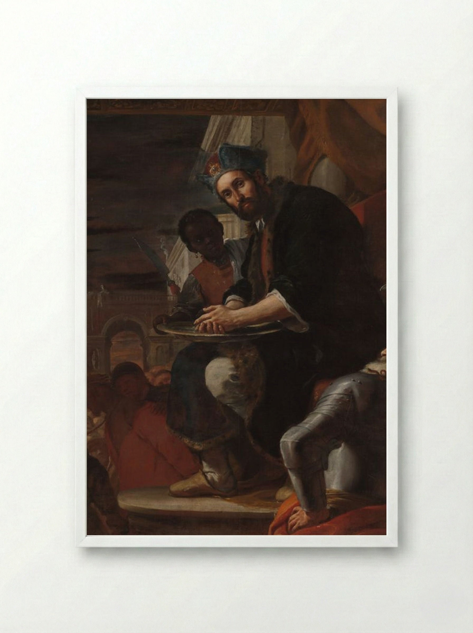 Pilate Washing His Hands - Mattia Preti - Framed Print White