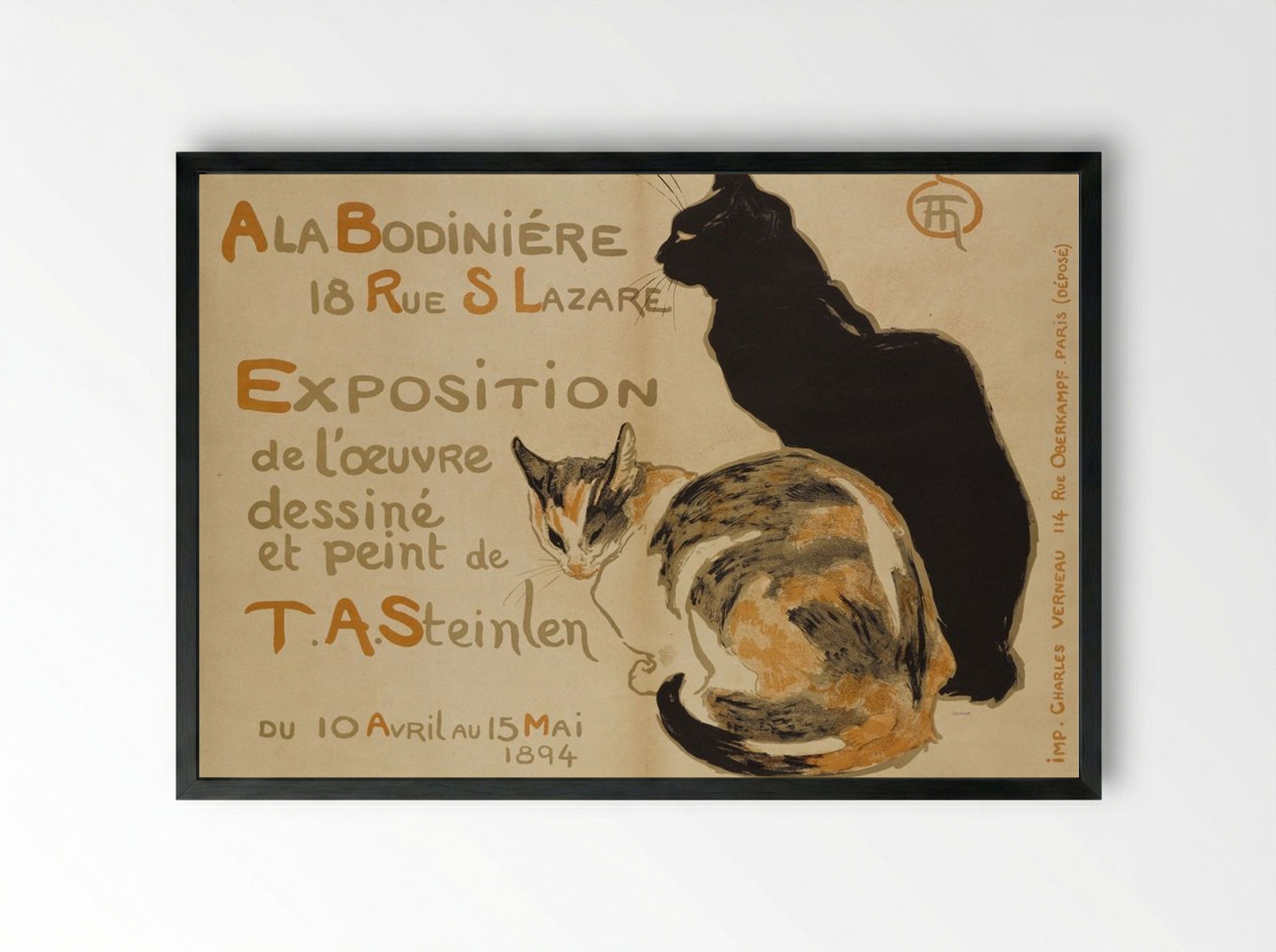 A la Bodinière, 18 Rue S. Lazare - Théophile Alexandre Steinlen - Framed Print Black
