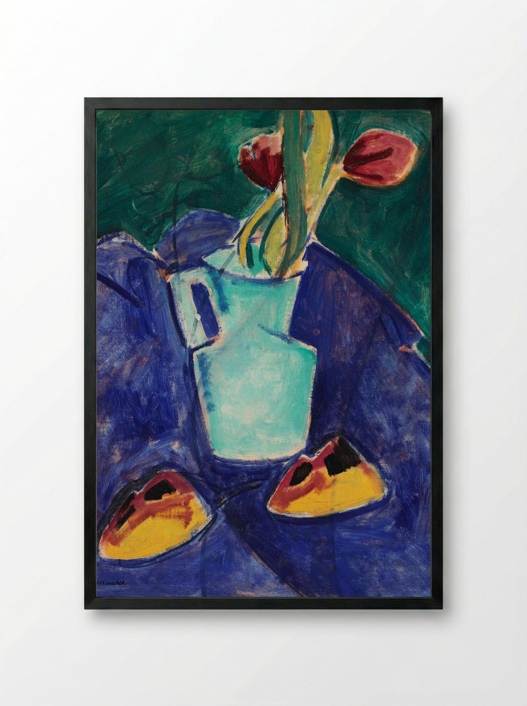Tulips in a Green Vase - Alfred Henry Maurer - Framed Print Black