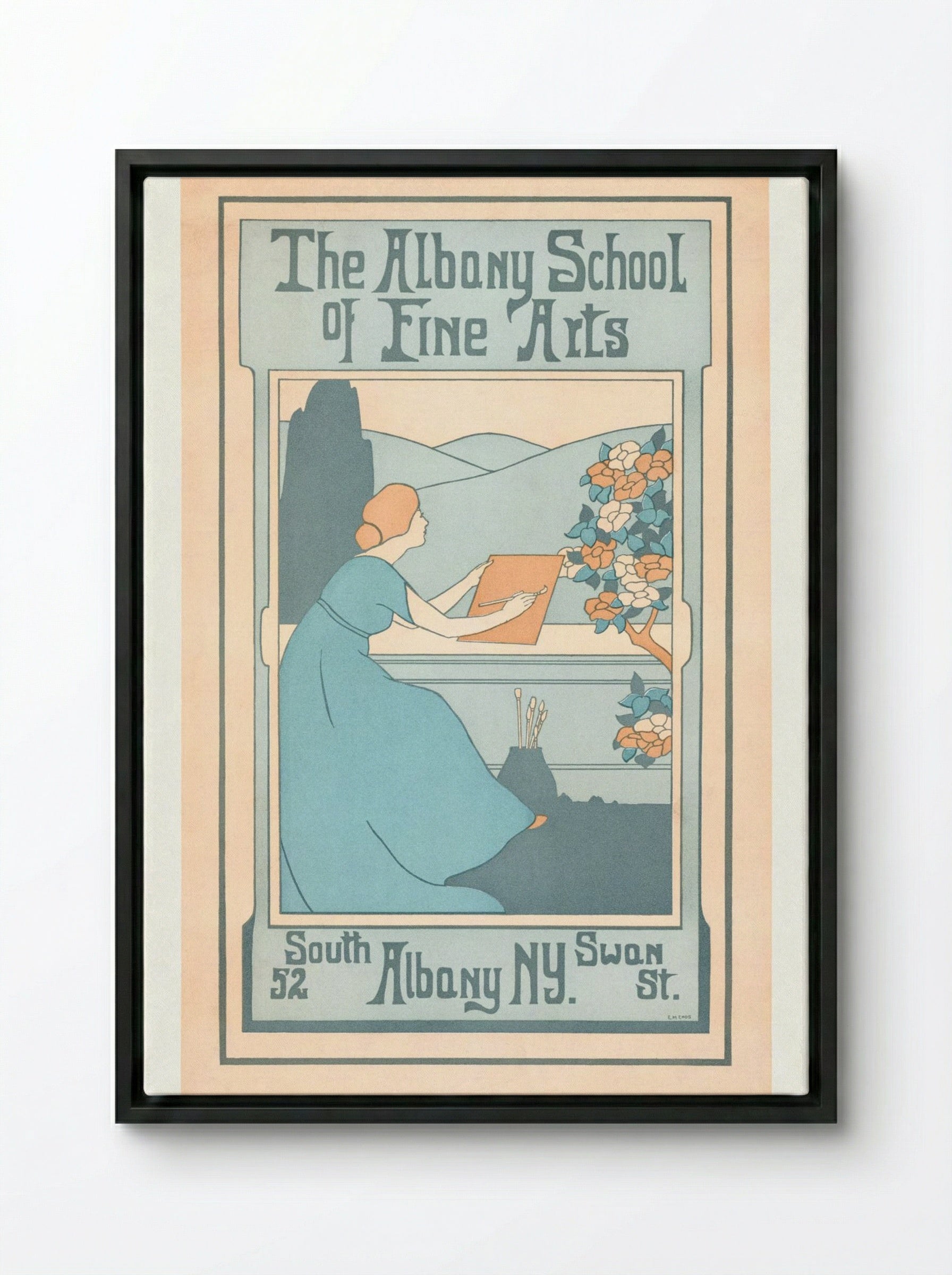 The Albany School of Fine Arts, 52 South Swan St., Albany, NY - E.M. Enos - Framed Canvas Black