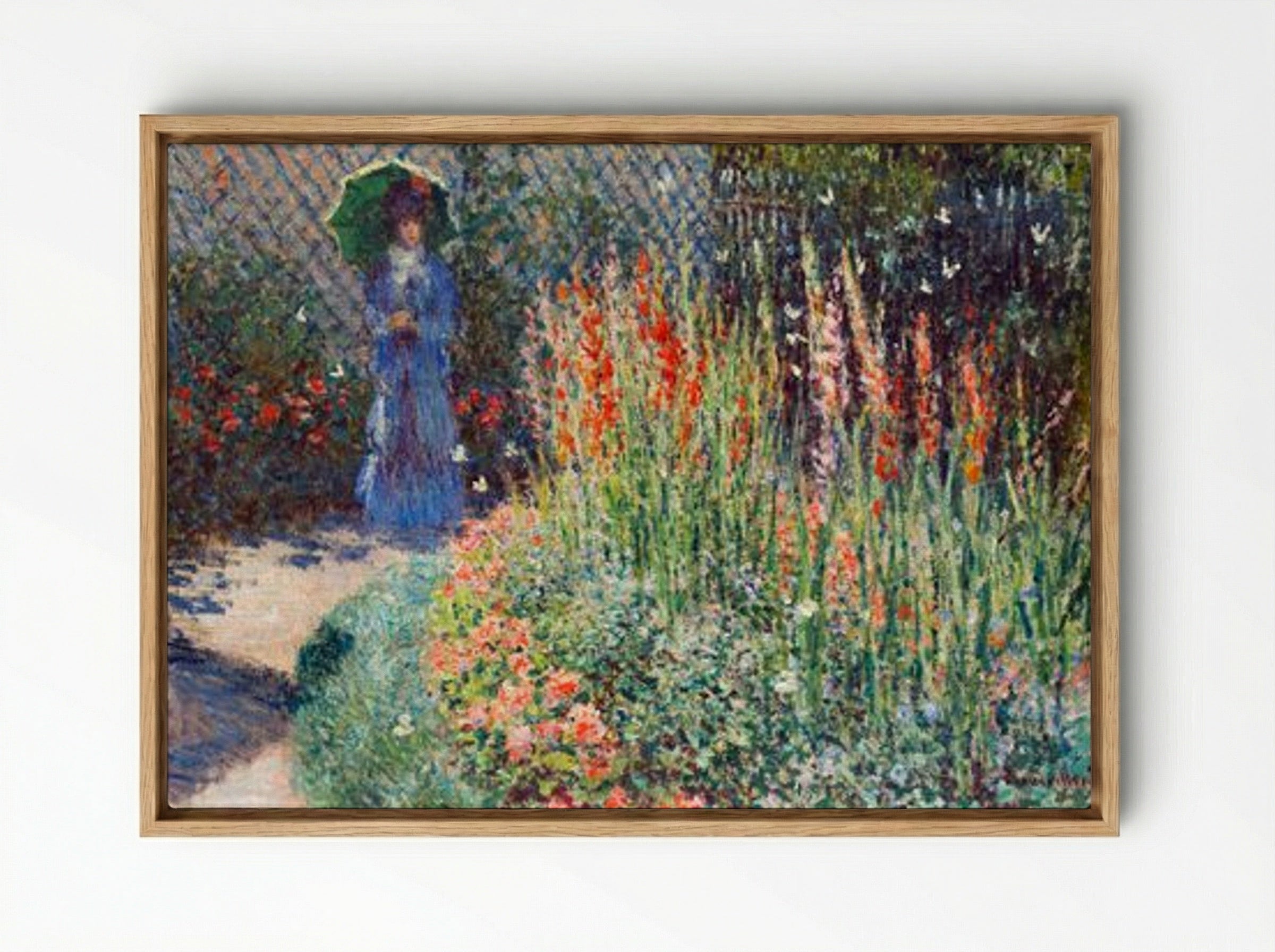 Rounded Flower Bed (Le Massif de Fleurs) - Claude Monet - Framed Canvas Wood