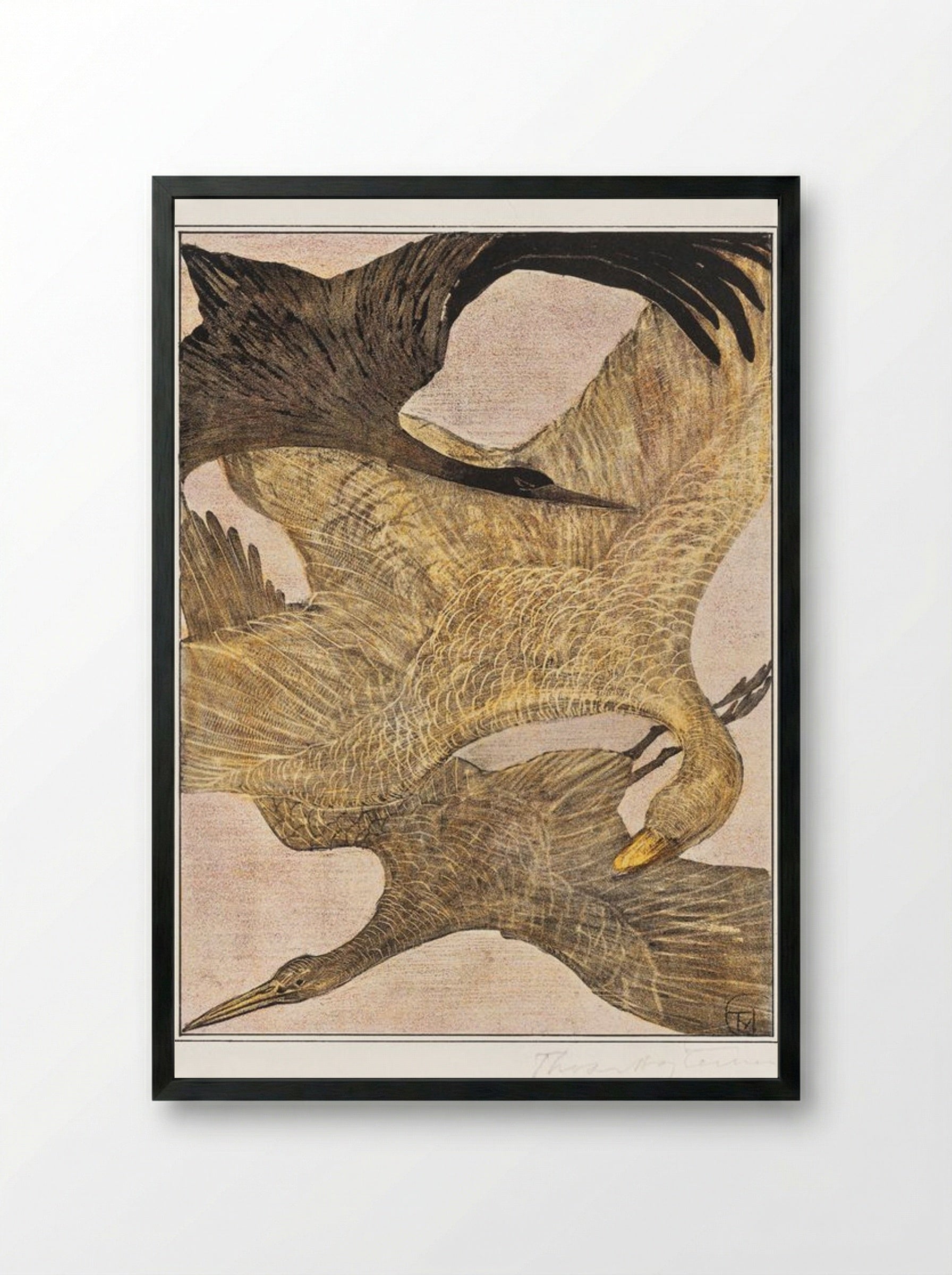 Drie vliegende vogels (Three Flying Birds) - Theo van Hoytema - Framed Print Black
