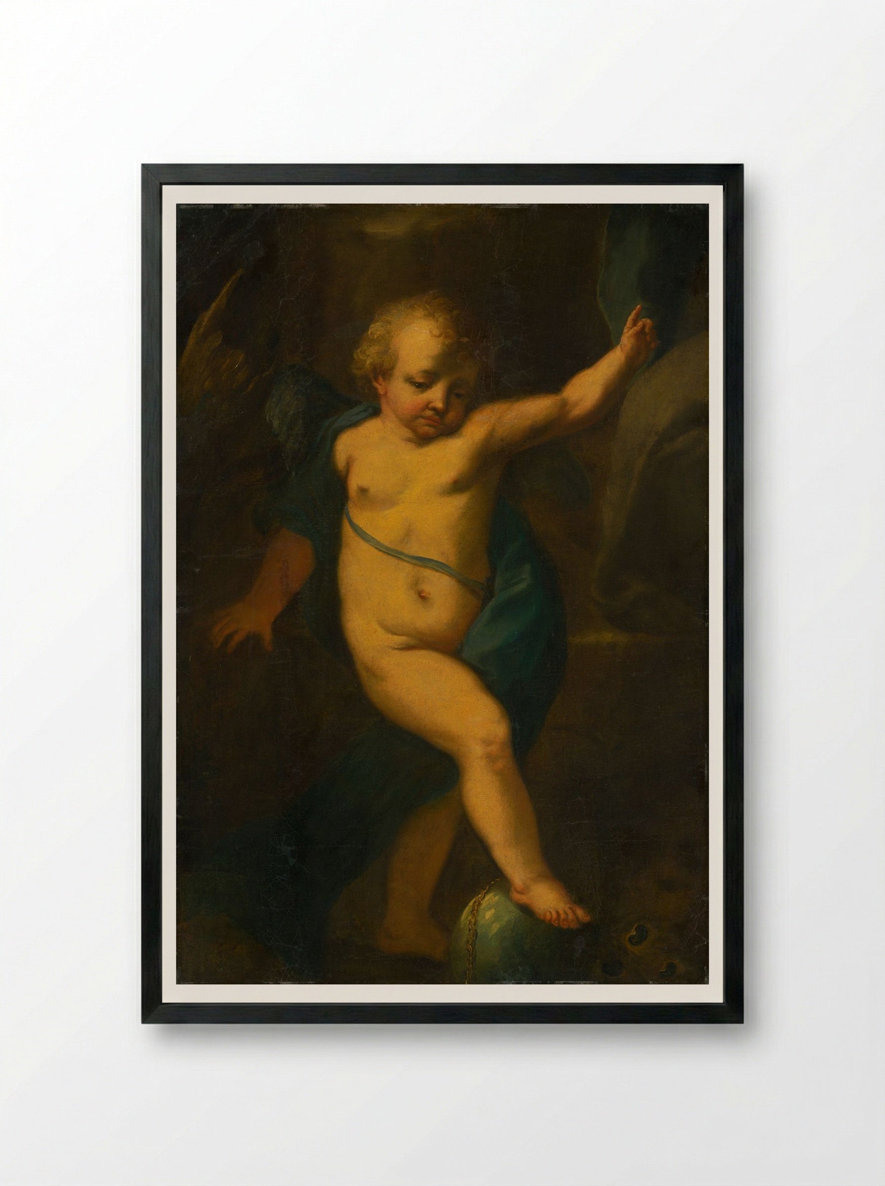 Allegorical Figure of an Angel - Fine Art Print - Framed Print Black