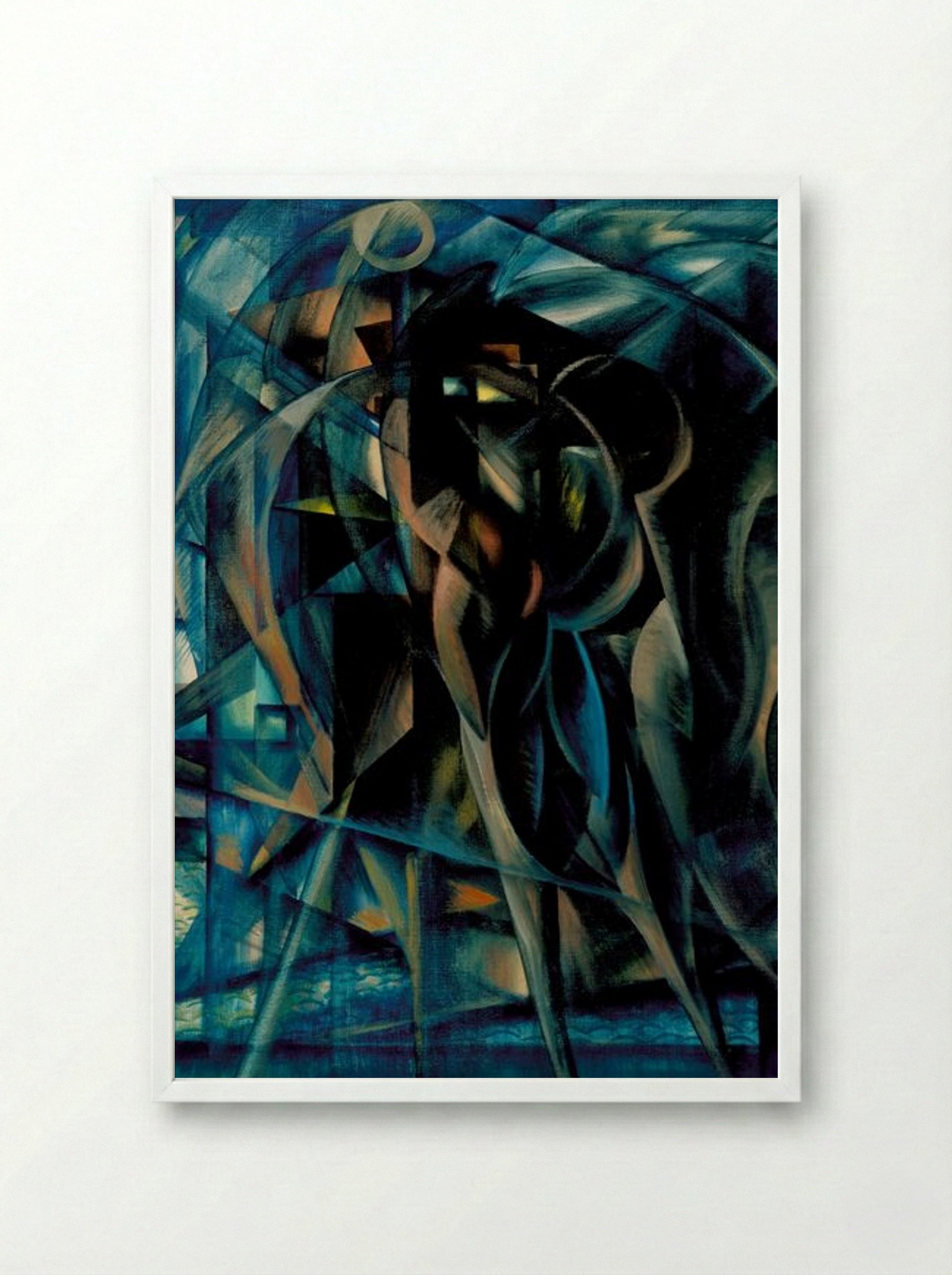 Figures in Blue - Benjamin F. Berlin - Framed Print White