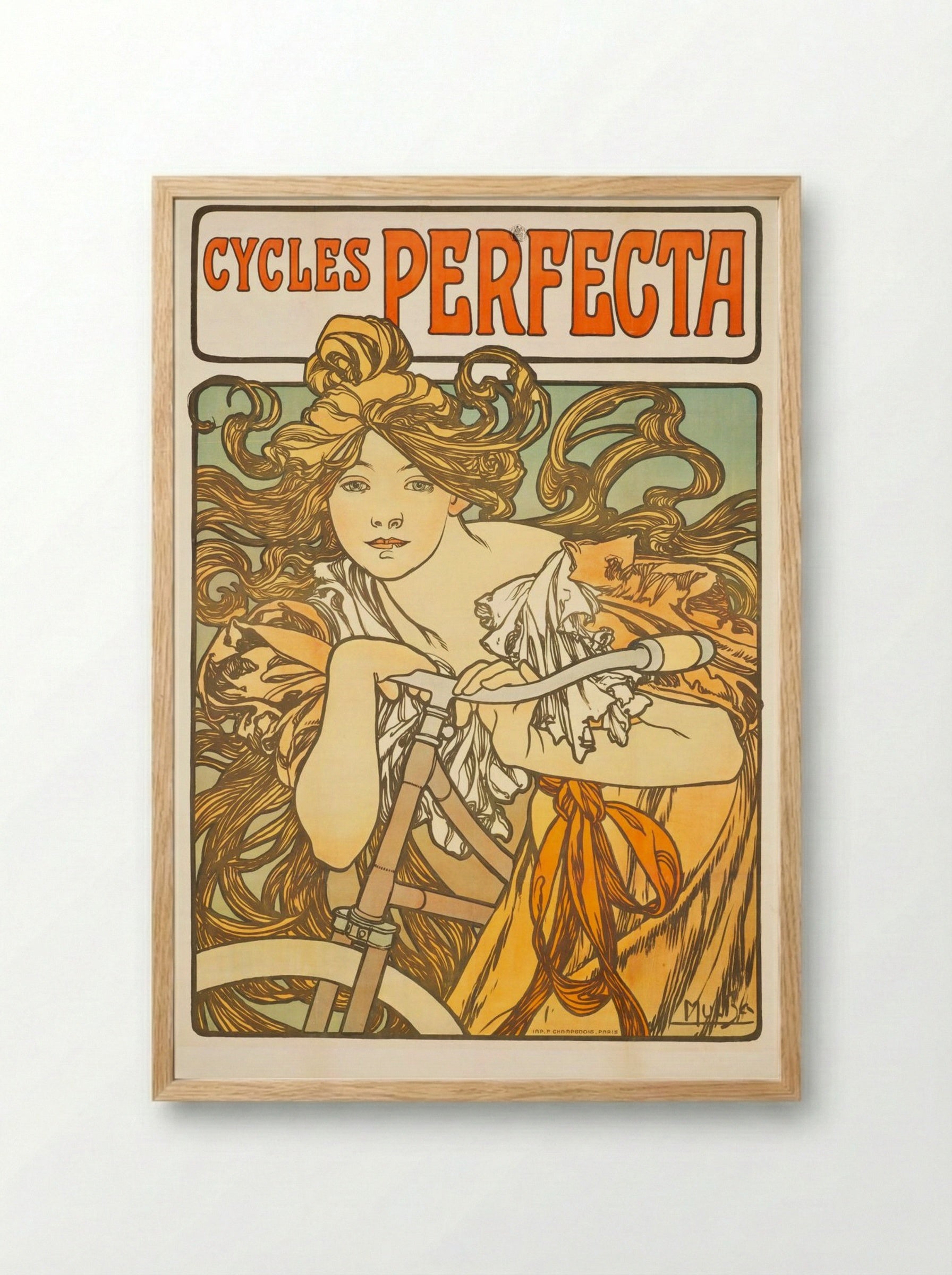 Cycles Perfecta - Alphonse Mucha - Framed Print Wood
